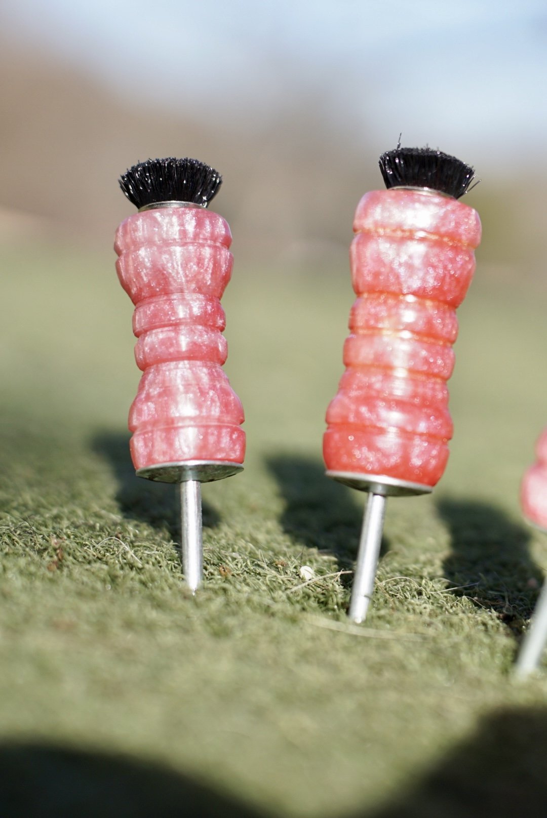 Pink resin tiny brush and groove cleaner