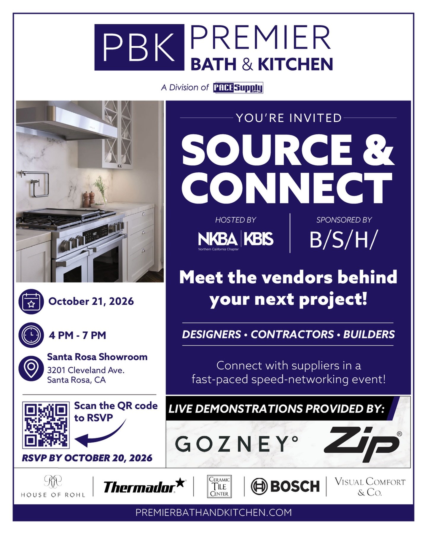 Source &amp; Connect: Mark your calendars! Our next event is in Sonoma County @premierbathkitchen_ in Santa Rosa on October 21st. 

Speed networking for the whole trade:
Meet the vendors behind your next project. Designers, contractors, and builders 