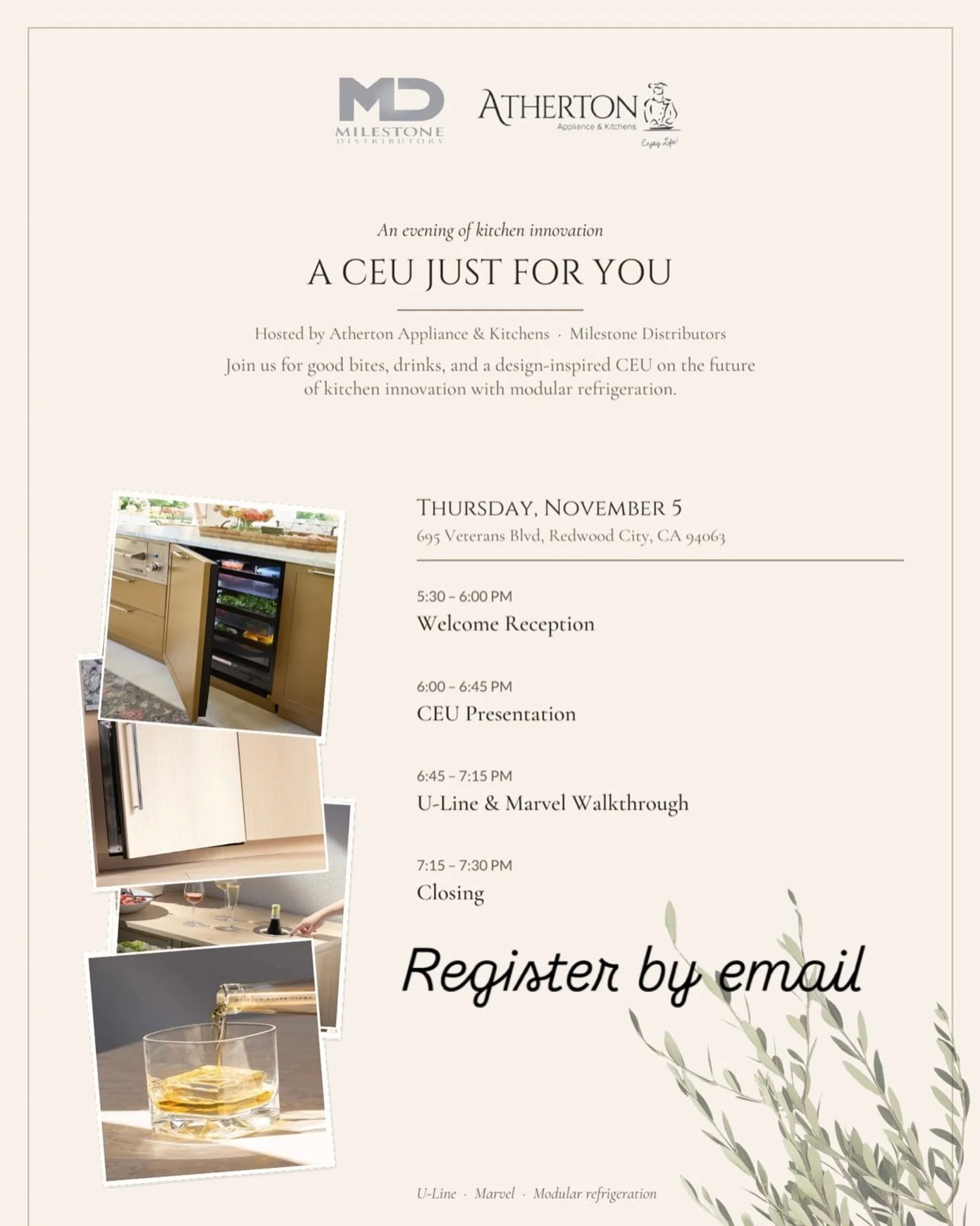 Our sponsor @athertonapplianceandkitchens has a fun CEU event coming November 5th. Register by emailing matt@athertonappliance.com