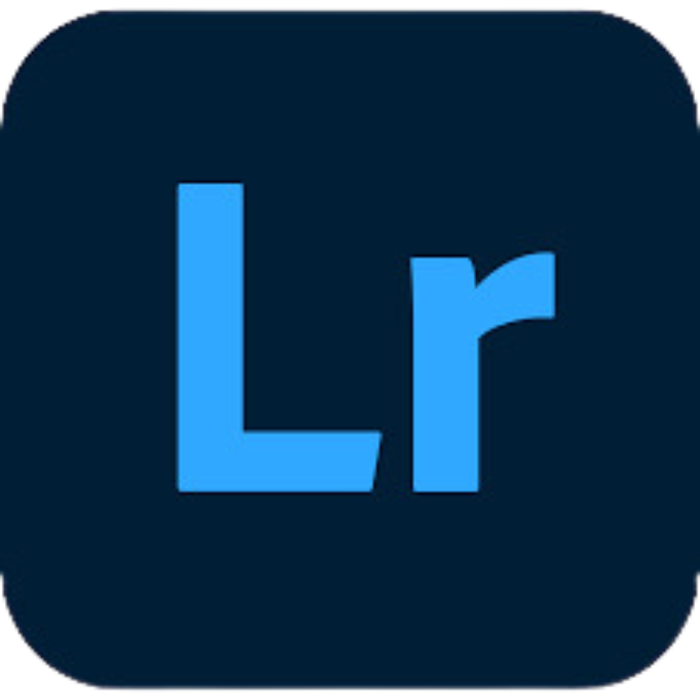Adobe Lightroom logo on a dark blue background with "Lr" in light blue.
