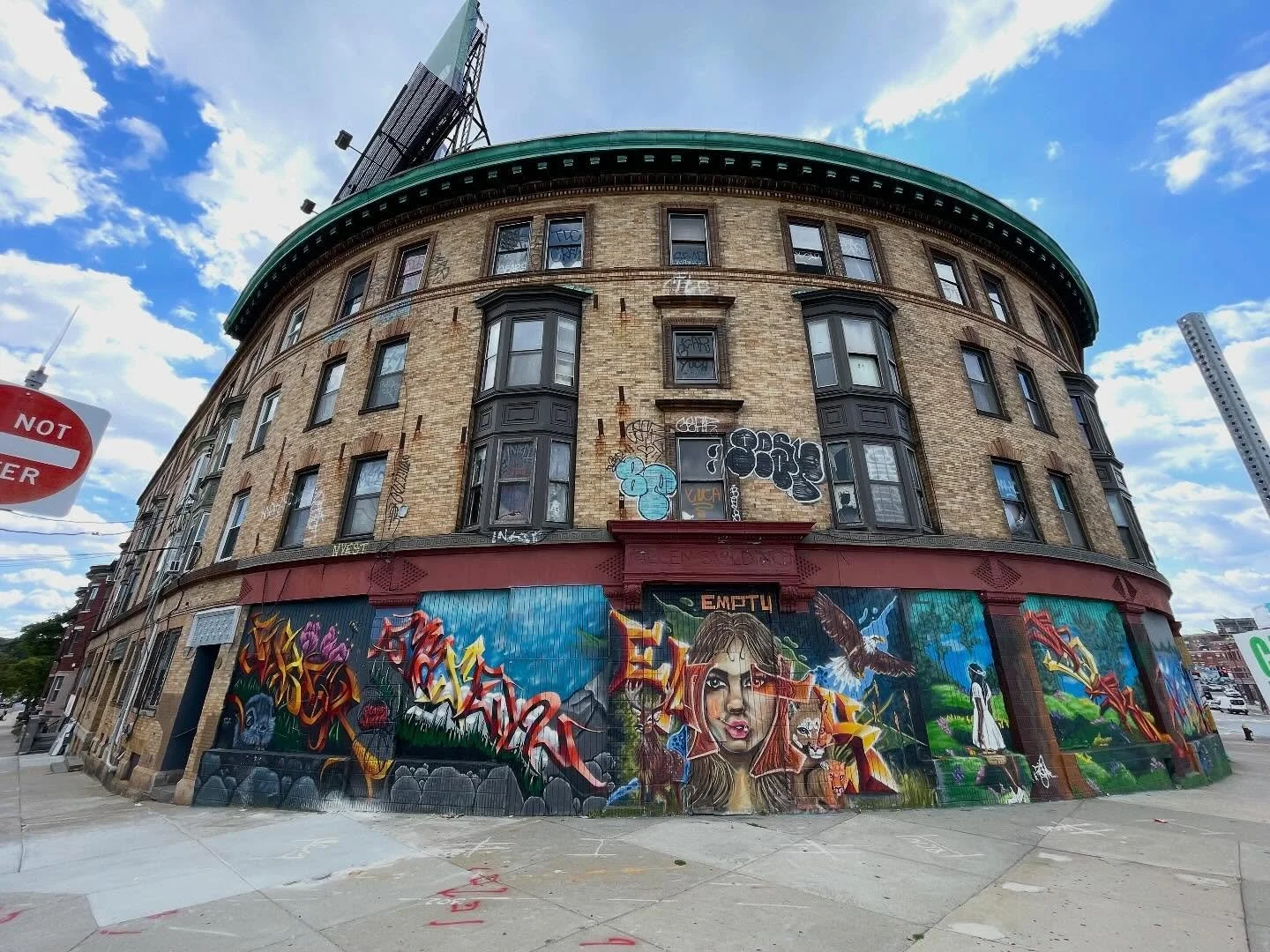 So I was wandering trough Allston a few days ago and I saw this awesomeness.  There is so much to take in and it wraps right around the front of the building and extends a bit in the sides . There is a lot of other art in the area for sure. This has