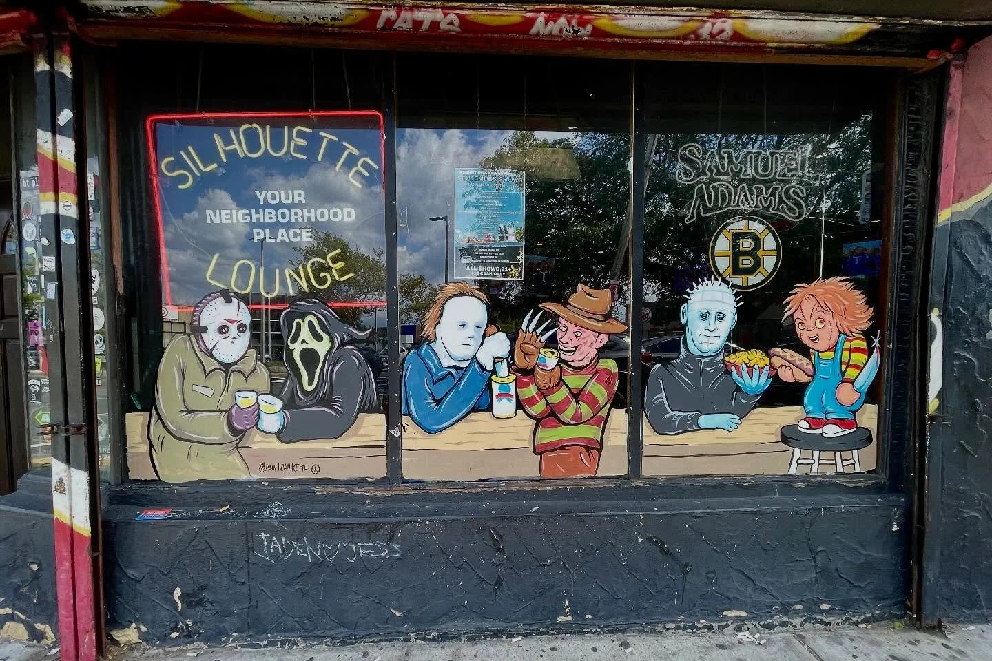 I&rsquo;ve been working my way through some of my horror film favs and I Loved these on the side of the Silhouette in Allston! By @paintcankeith @thesilhouetteallston 

#boston #allston #mural #installation #allstonvillage #lowerallston  #history #pu