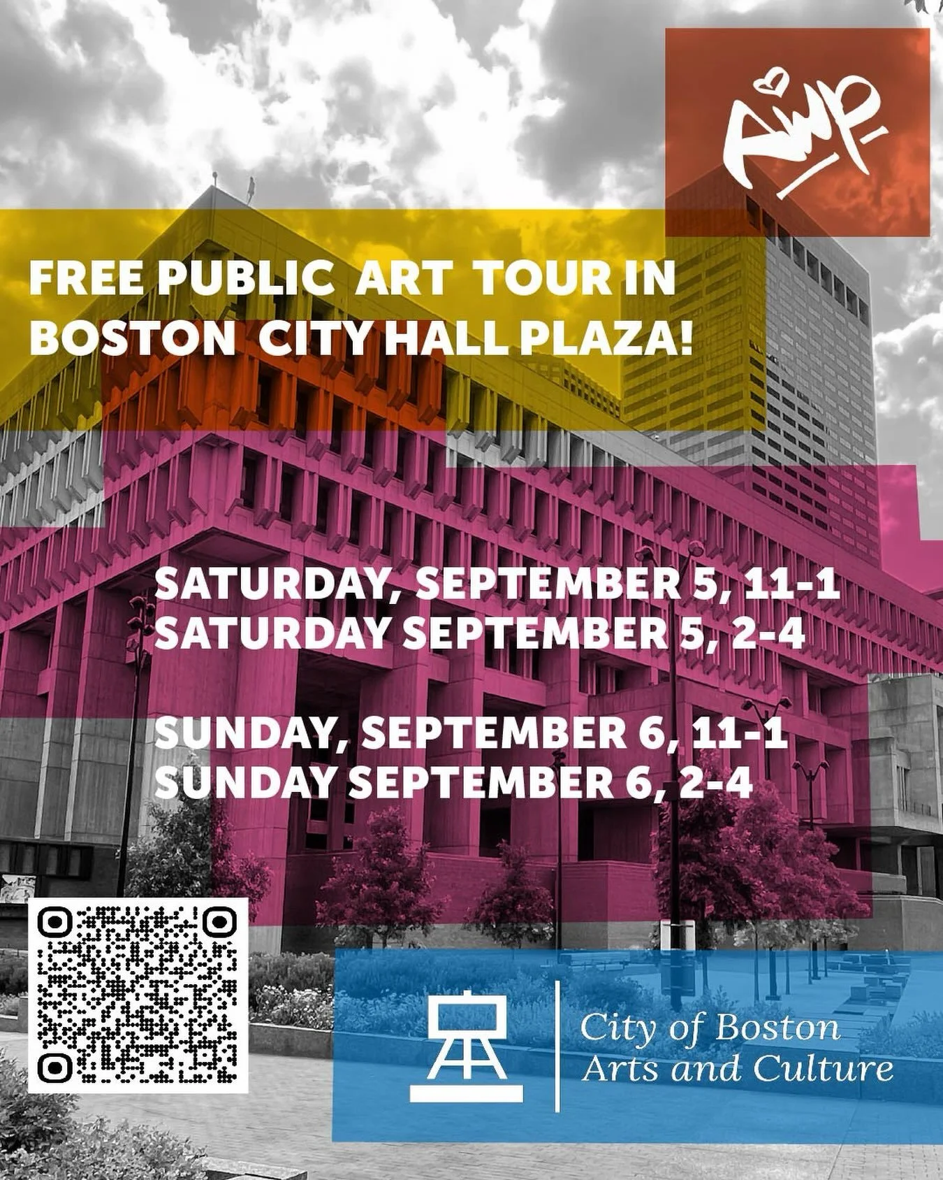 Oh, it&rsquo;s on! 

Labour Day weekend is here and the Art Walk Project is excited to be leading a series of in person guided tours over the holiday weekend.  The tour is a 1.5 hour all ages, leisurely stroll around Boston City Hall Plaza during whi