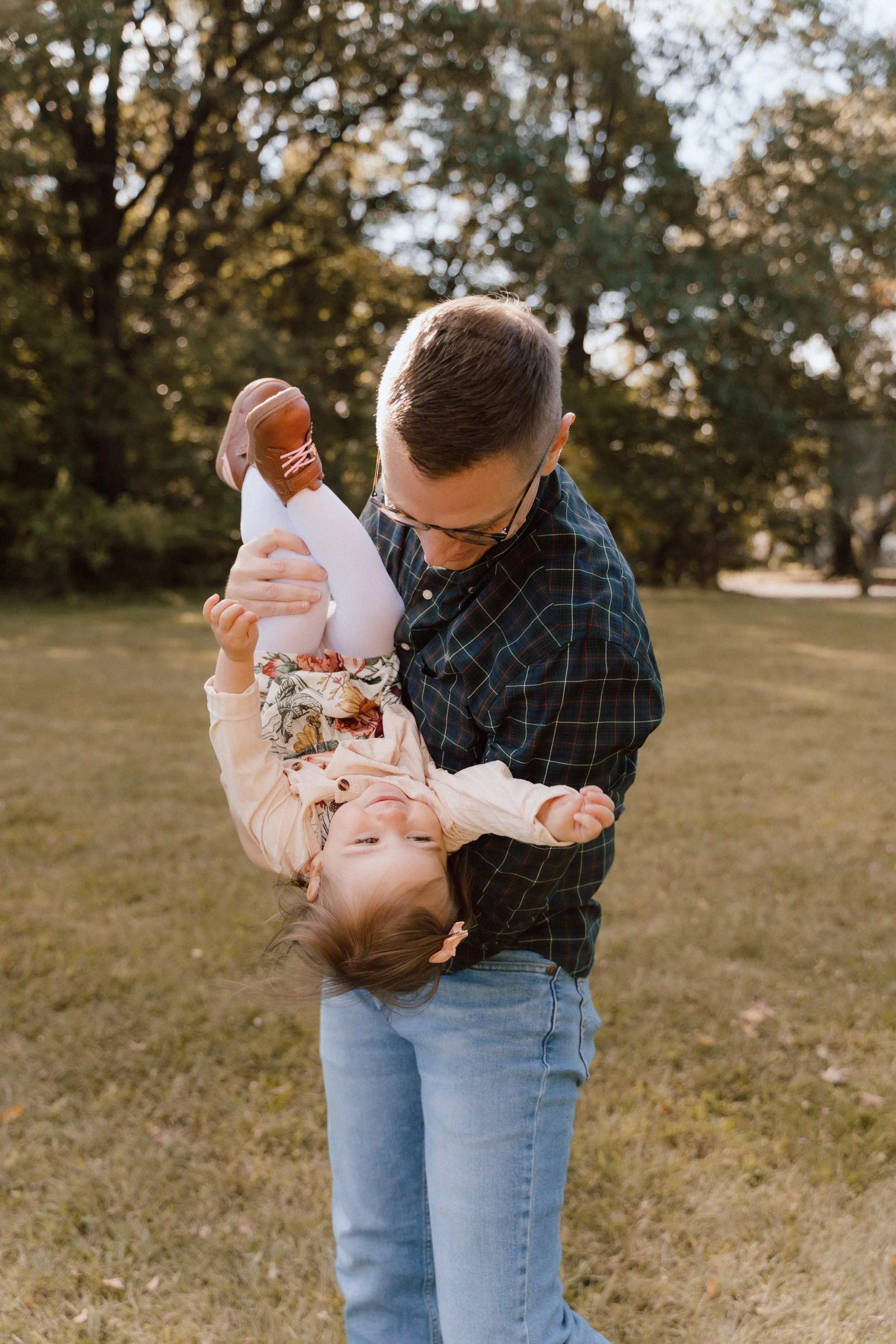 Father and daughter family photo in a park in Southern California