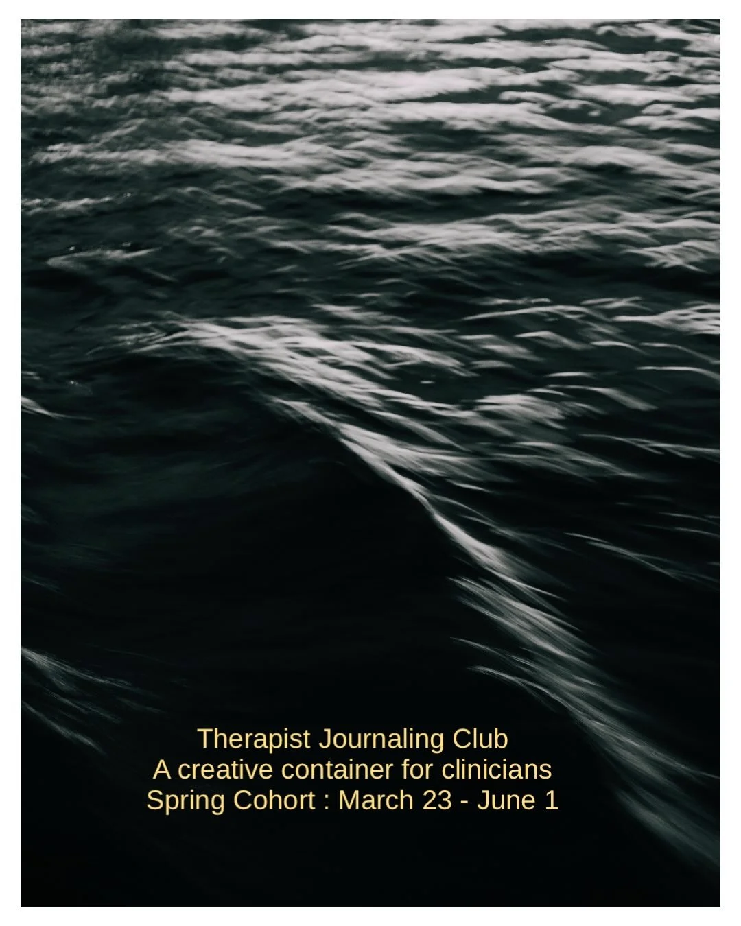 Therapist Journaling Club
A creative container for clinicians

Spring cohort begins Monday March 23rd
Bi-weekly meetings 9-10am pst

Join me for community, creativity, reflection and clarity.
$60 Register in bio.