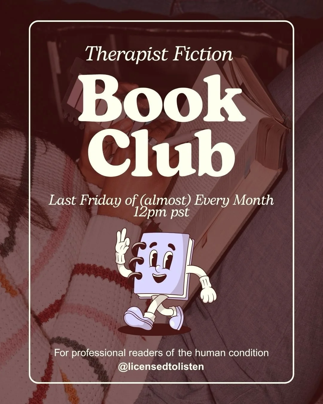 Because I absolutely cannot read another fiction or self-help book, and I want to build my therapist community.

For therapists who try to relax with a good book, but end up psychoanalyzing every character. Let&rsquo;s analysis paralysis together 🫶?