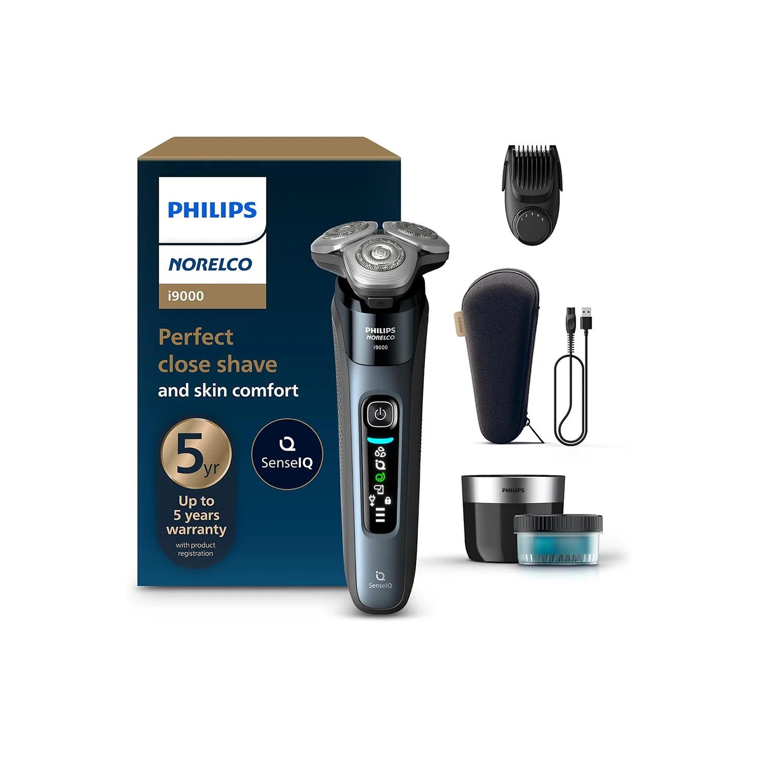 Philips Norelco i9000 Electric Shaver – Amazon Exclusive, SenseIQ Technology, Precision Blades, Wet & Dry, Model X9001/91