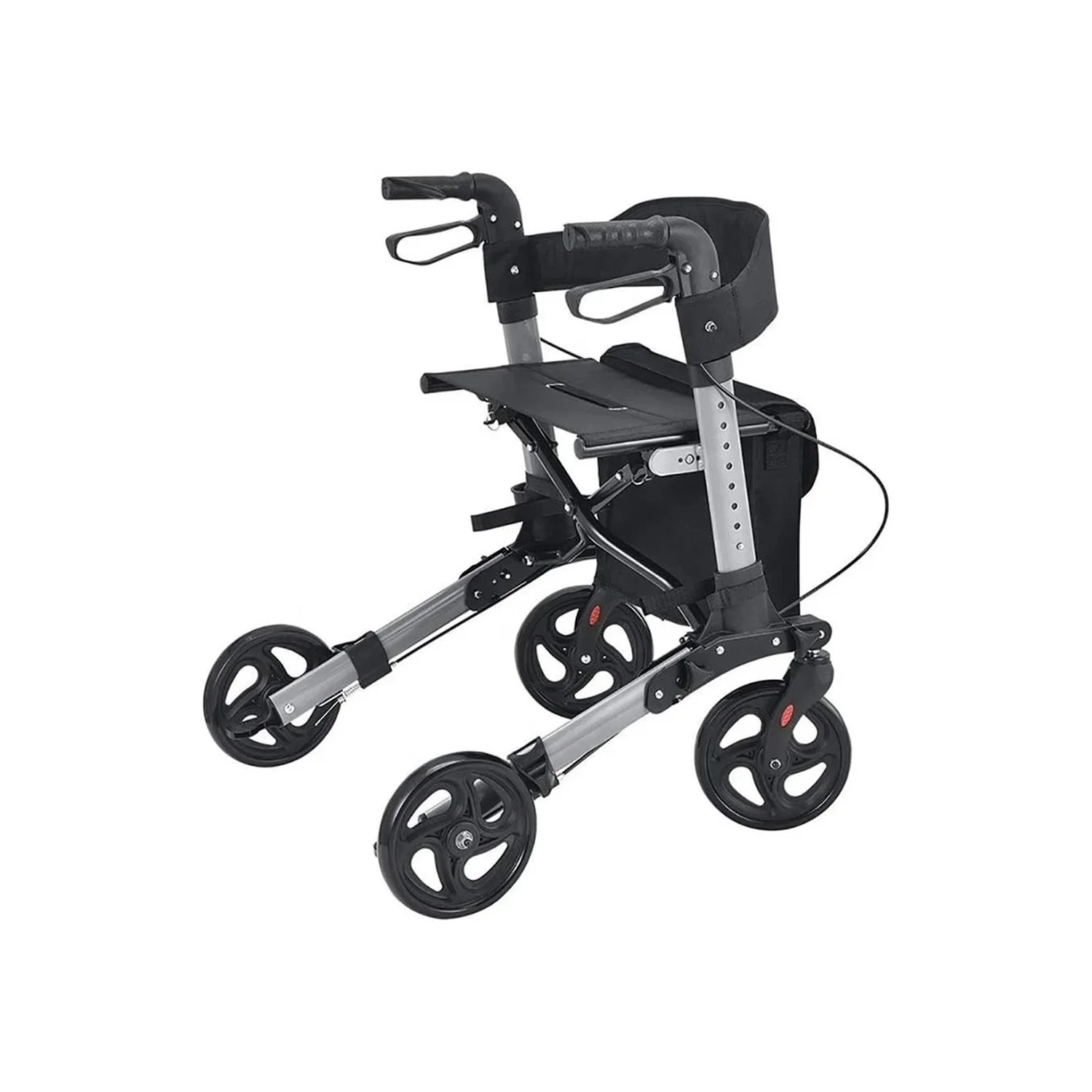 Folding Rollator Walker with Seat & Backrest – Adjustable Handles, Lightweight Mobility Aid, 272 lb Capacity