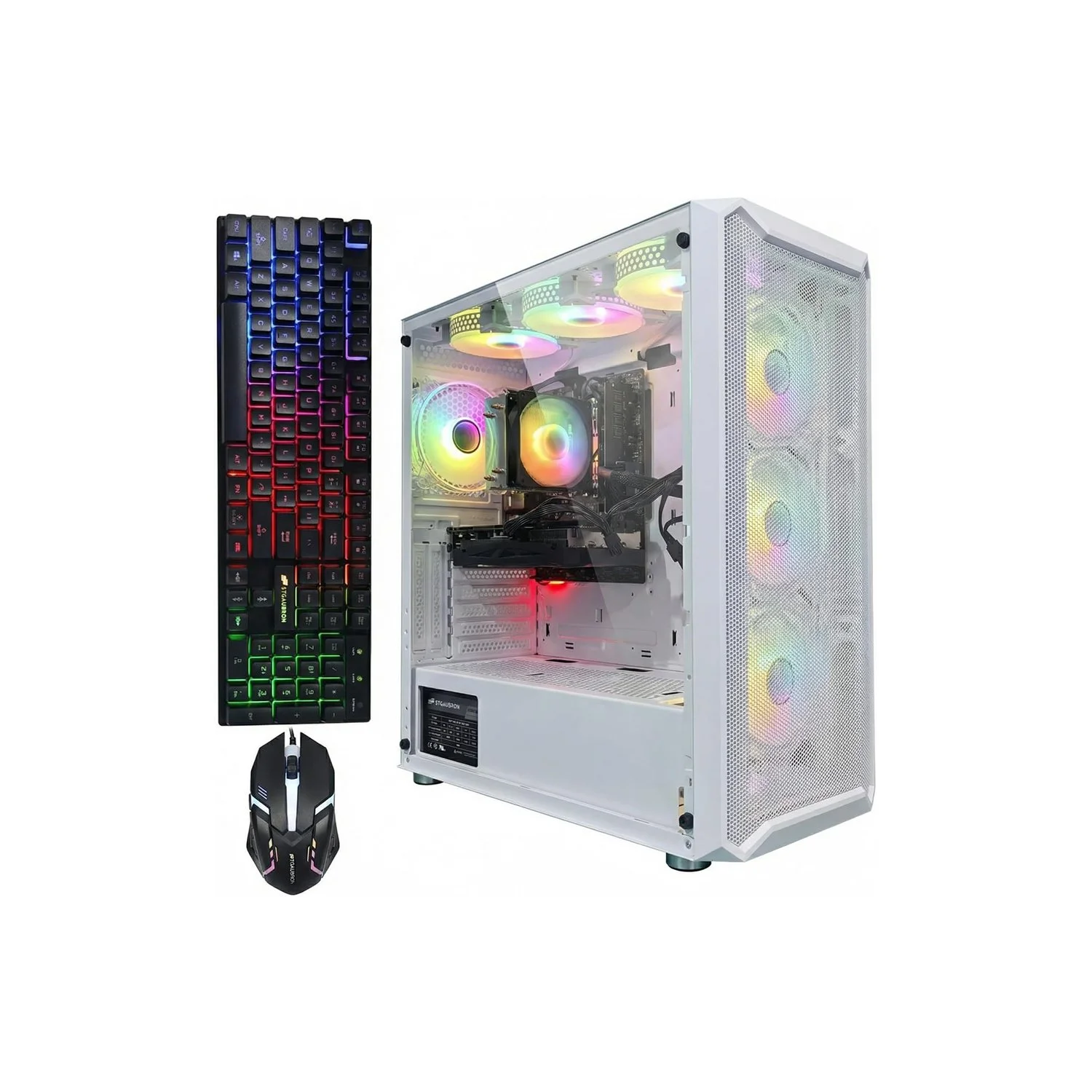 STGAubron Gaming PC Desktop Computer – AMD Ryzen 7 5700X, GeForce RTX 3060 12GB, 32GB DDR4 RAM, 1TB SSD, WiFi 6, Windows 11 Home (White)