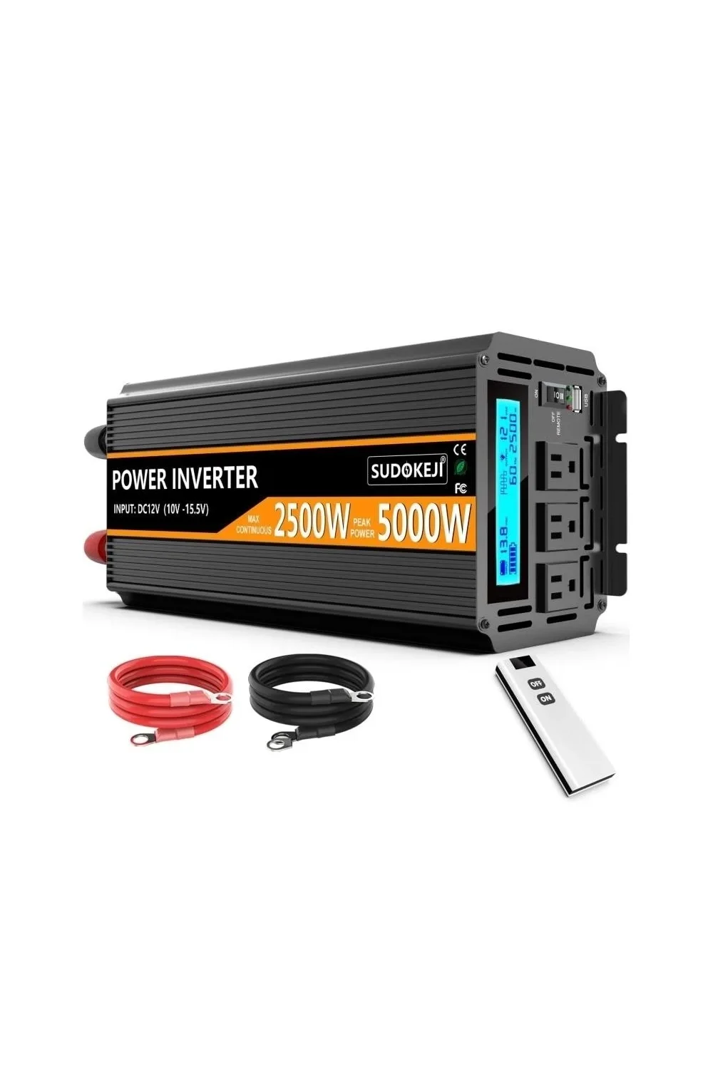 SUDOKEJI 2500W Power Inverter 12V DC to 110V/120V AC with Remote & LED Display
