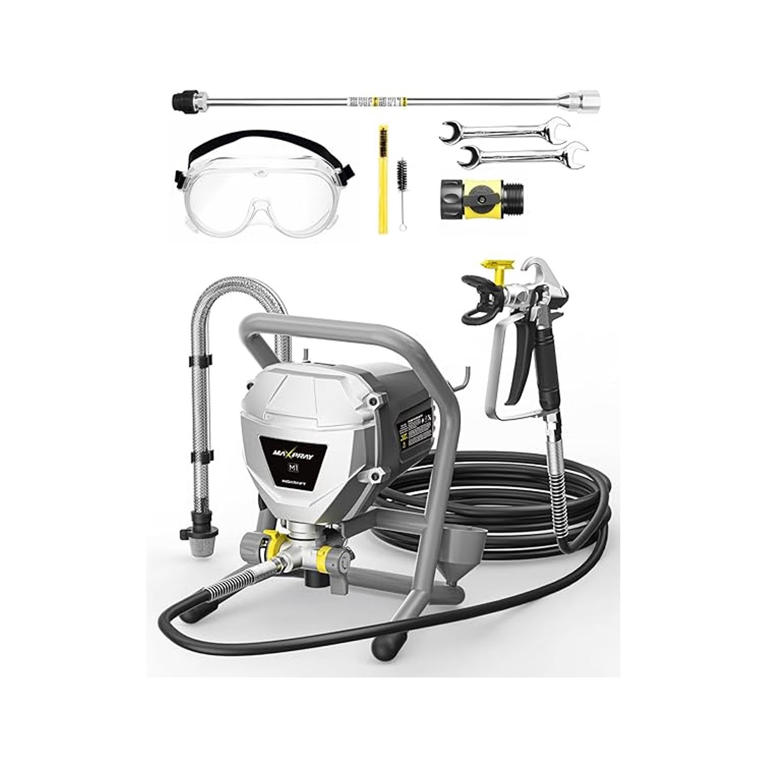 MaXpray M1 Airless Paint Sprayer – Thinning-Free High Efficiency, Minimal Overspray, Ideal for Interior & Exterior DIY Projects up to 10 Gallons