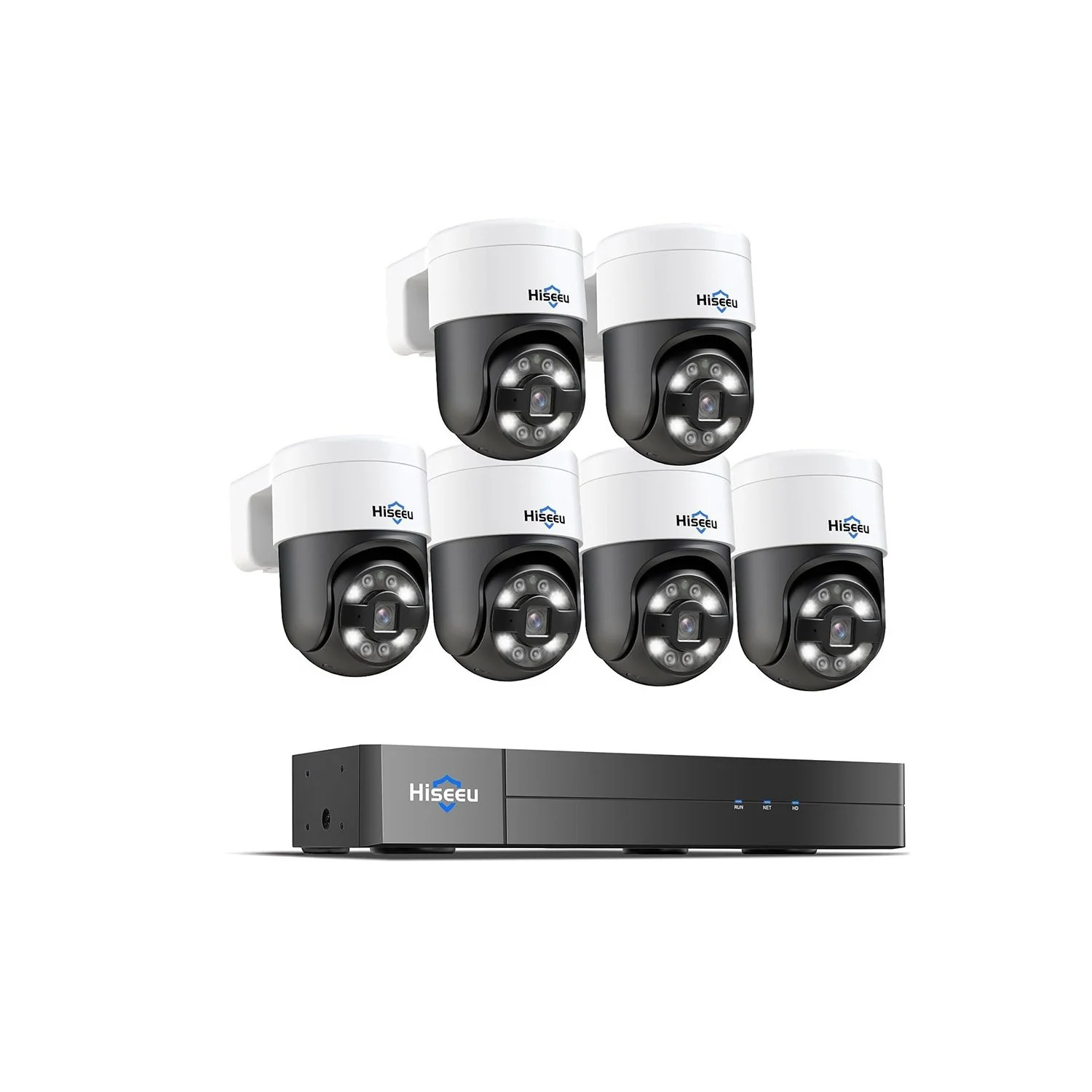 Hiseeu 4K PoE PTZ Security Camera System with 6 x 5MP Cameras & 3TB NVR (Open Box)