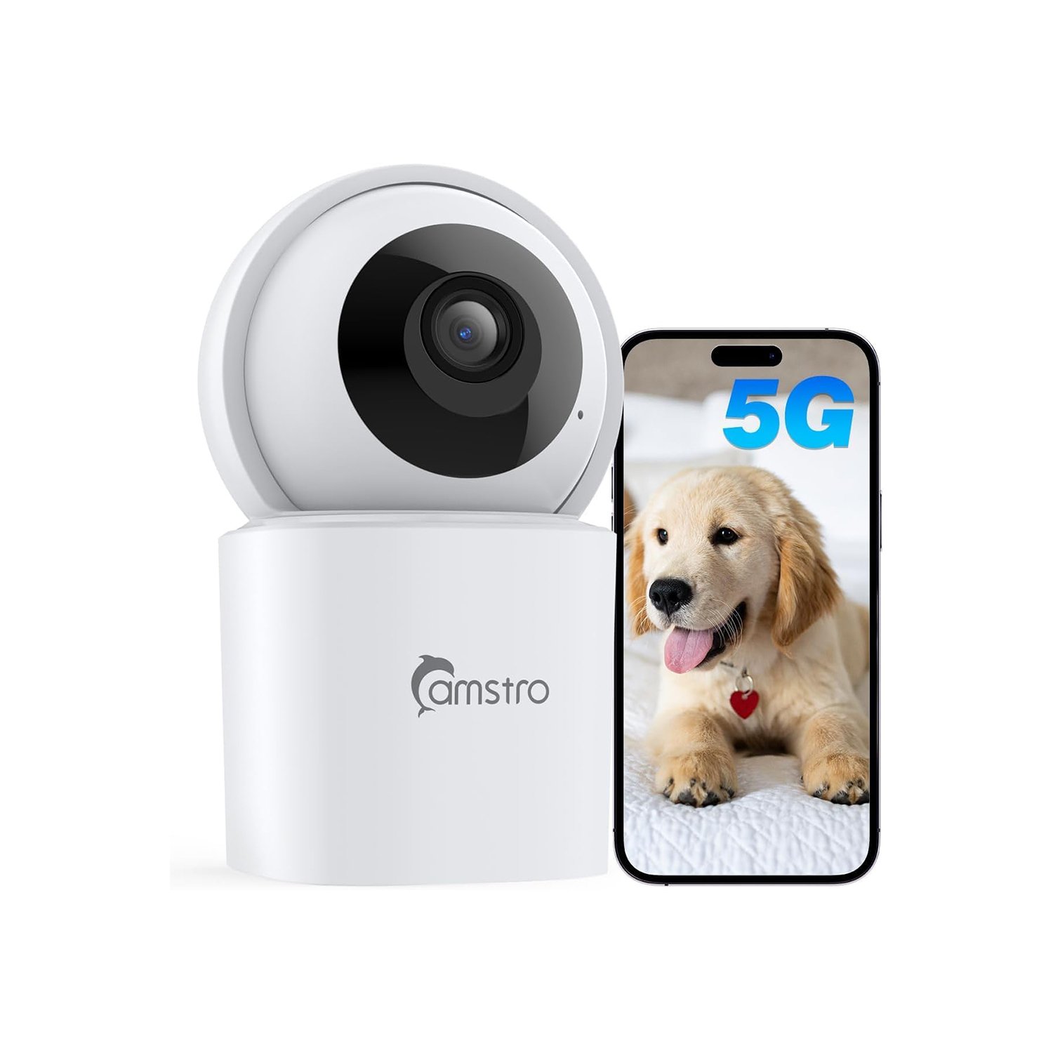 CAMSTRO 3K Indoor Security Camera – Baby & Pet Monitor with 360° Pan/Tilt, Night Vision, 2-Way Audio, WiFi, SD/Cloud Storage, Alexa Compatible