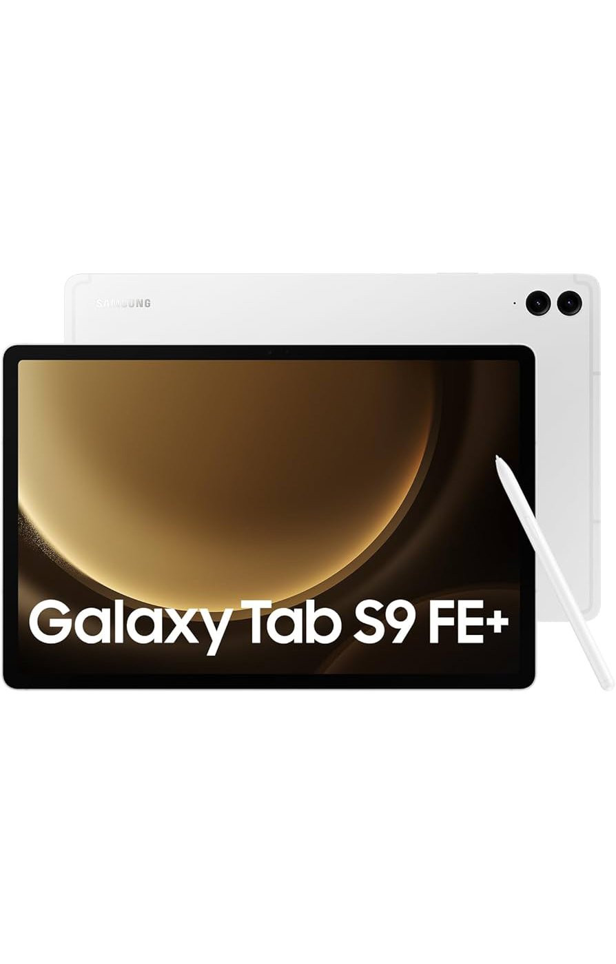 Samsung Galaxy Tab S9 FE+ 12.4” Tablet (12GB RAM, 256GB Storage, 90Hz Screen, IP68) – Silver, 45W Fast Charging, CAD Version with Warranty