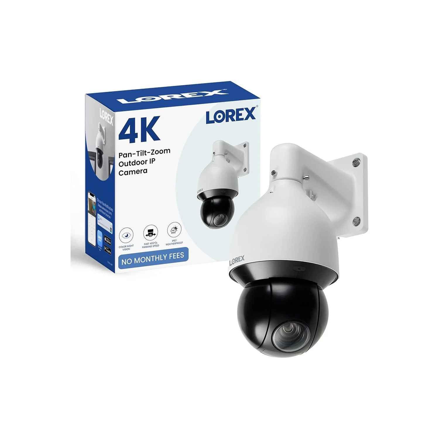 Lorex 4K Ultra HD PTZ Security Camera – 25x Optical Zoom, 360° Rotation, Color Night Vision, IP67 Weatherproof (Model LNZ81P25)