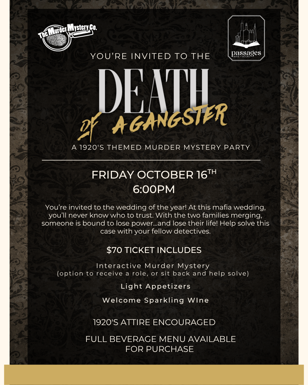 Murder Mystery Party at Passages 10/16
