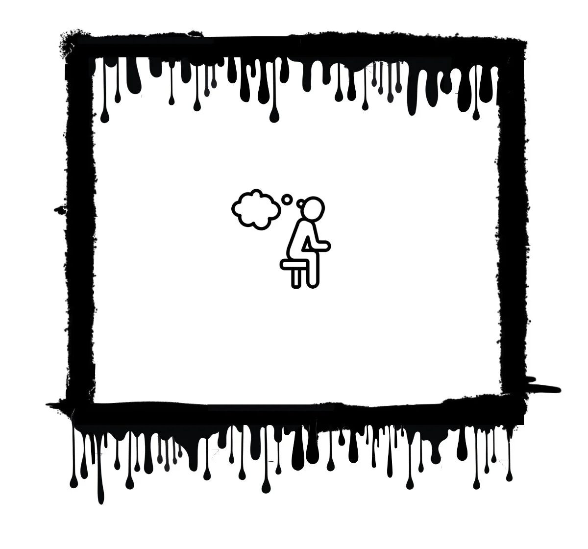 Thinker icon in black and white