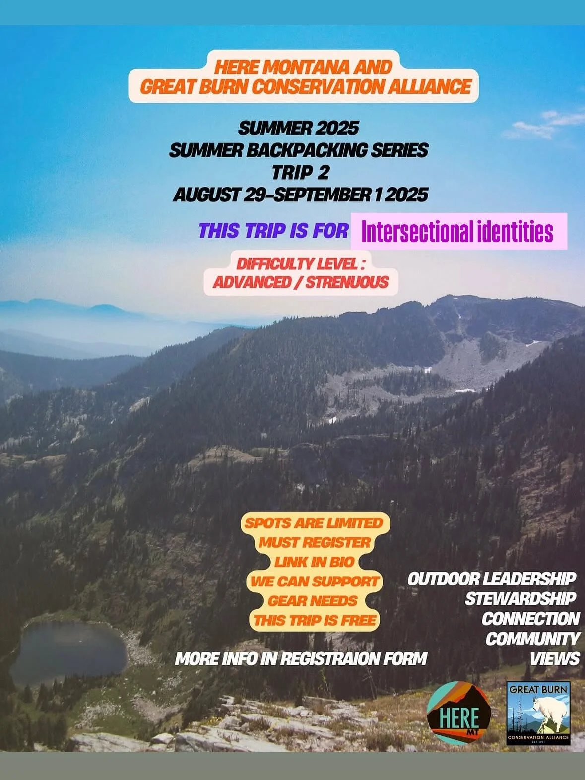 We have some spots available!
Come out and backpack and help care for the land, doing some campsite restoration, cleaning up fire rings and more! Must register link in bio!