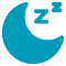 blue icon of crescent moon with two floating letter Z