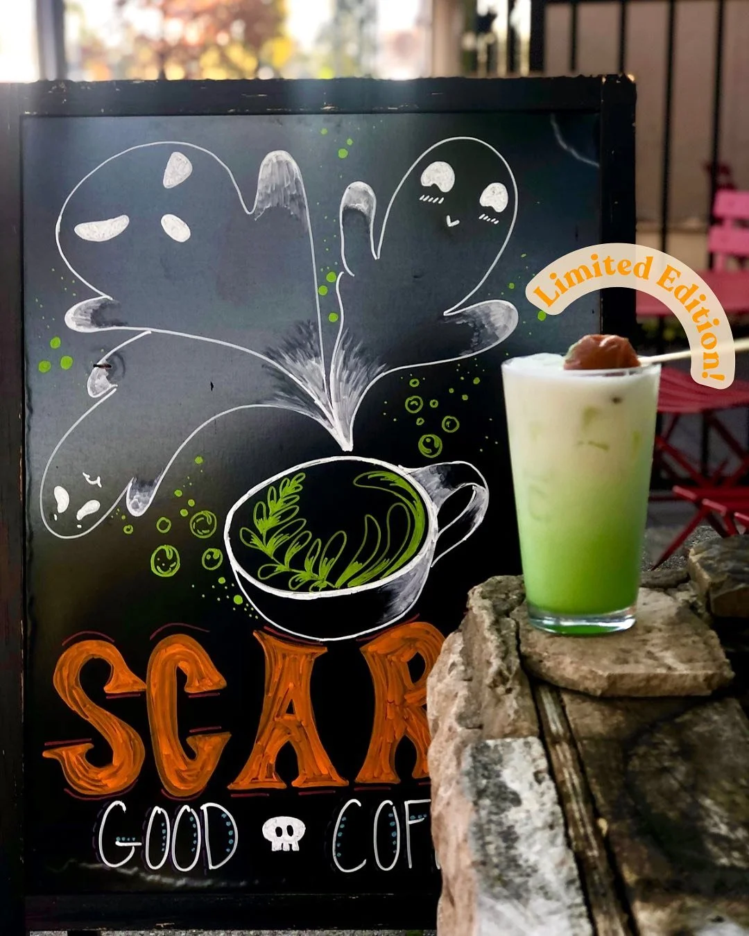 Scary good drinks in store for October!

For the whole spooky month (or while supplies last), our Caramel Apple French Soda will include a caramel apple lollipop! We prefer treats over tricks, so come on over and taste the fall magic yourself ;)