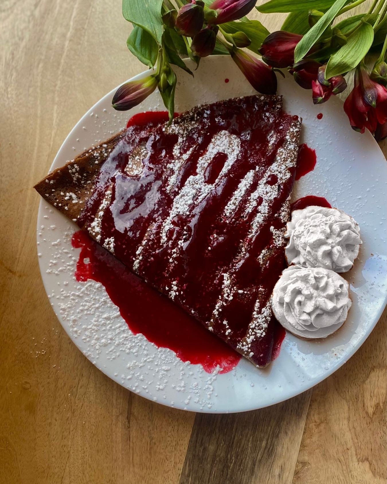New year, new special!

We&rsquo;re bringing back an old favorite for the rest of winter. Replacing the Cocoa Citrus crepe is the Chocolate Raspberry crepe! A chocolate shell filled with house-made raspberry sauce, cream cheese, and graham. Come on i