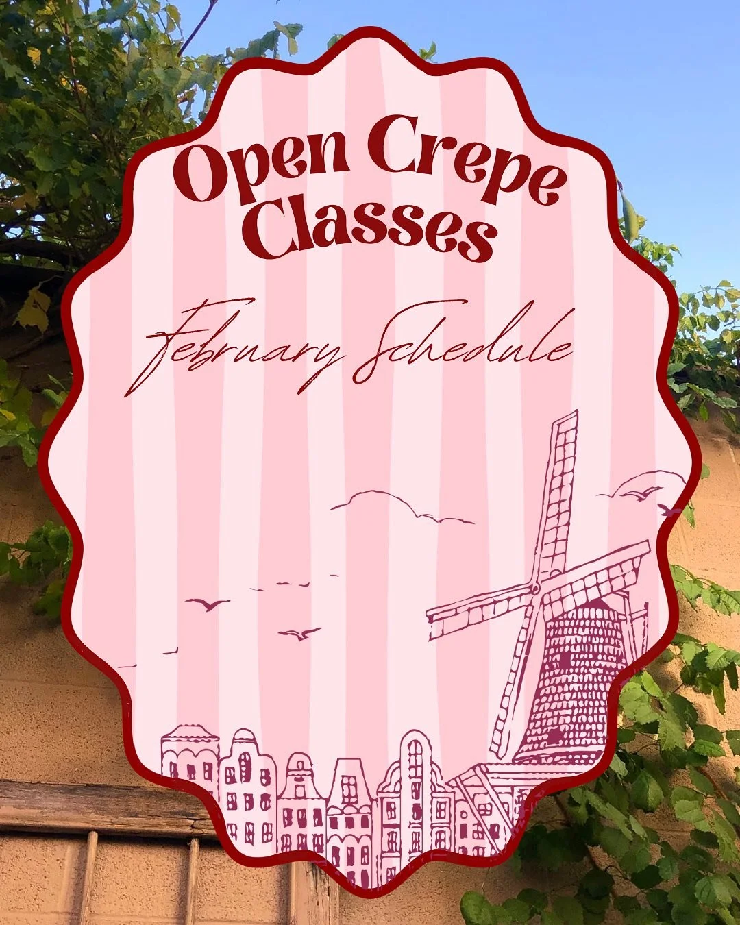 Here&rsquo;s what happening this month!

Besides booking private classes, you can know take part in public crepe classes twice a month! Come join us, meet new people, and learn how to make something delish! Each month we will be changing what special
