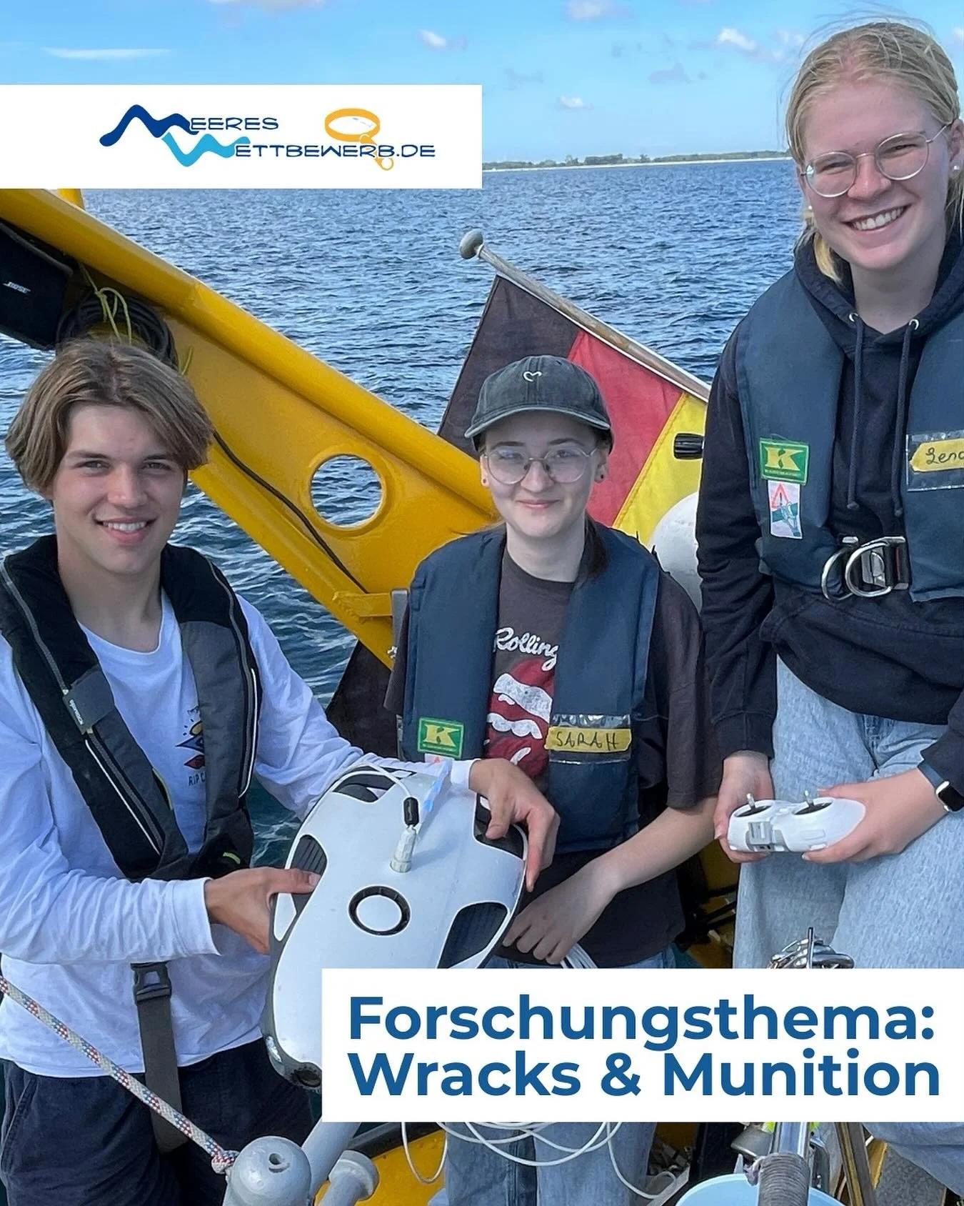 Beim Meereswettbewerb 2025 analysierte das Team Holstein-Stiftung Louisenlund f&uuml;nf Ostsee-Wracks auf m&ouml;gliche Munitionsr&uuml;ckst&auml;nde und zeigte, wie eng Lebensraum und Risiko zusammenh&auml;ngen.

📢 Ihre Ergebnisse pr&auml;sentieren