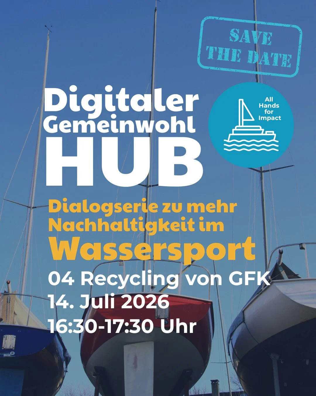 SAVE THE DATE | Gemeinwohl Hub

Was passiert mit GFK-Booten, wenn sie das Ende ihres Lebenszyklus erreichen? Welche Recyclingm&ouml;glichkeiten gibt es bereits heute &ndash; und was braucht es, um die Kreislaufwirtschaft in der Wassersportbranche wei