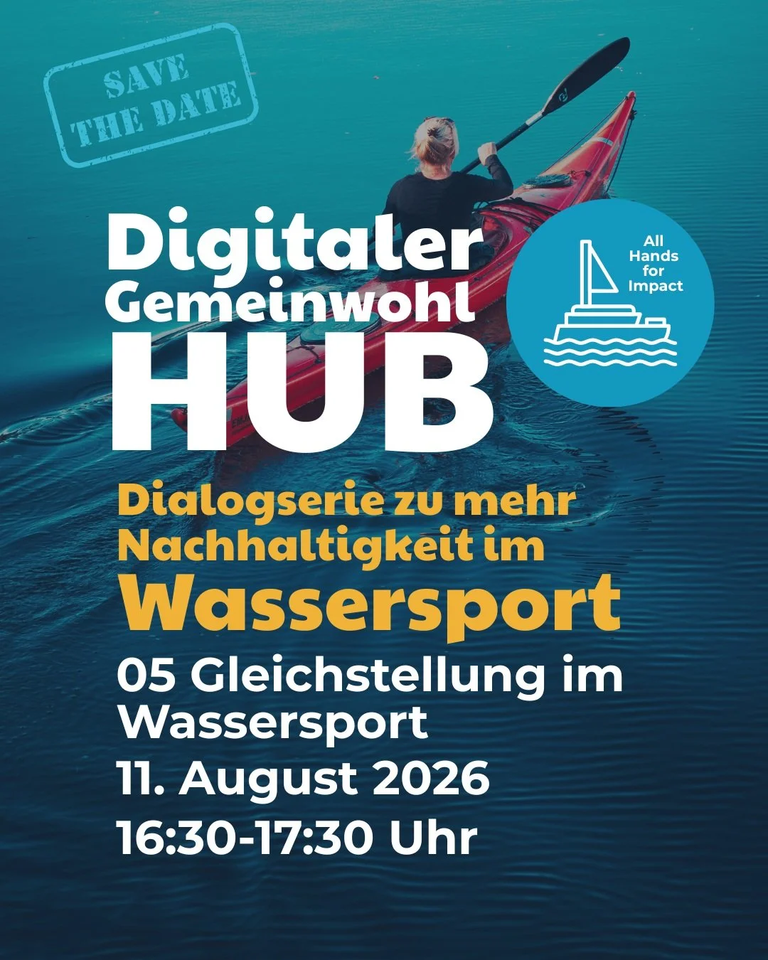 📅 SAVE THE DATE: Gemeinwohl Hub #5

Gleichstellung im Wassersport &ndash; Wo stehen wir und was braucht es f&uuml;r echten Wandel?

Frauen, M&auml;nner und diverse Menschen sollten im Wassersport die gleichen Chancen haben &ndash; auf dem Wasser, in