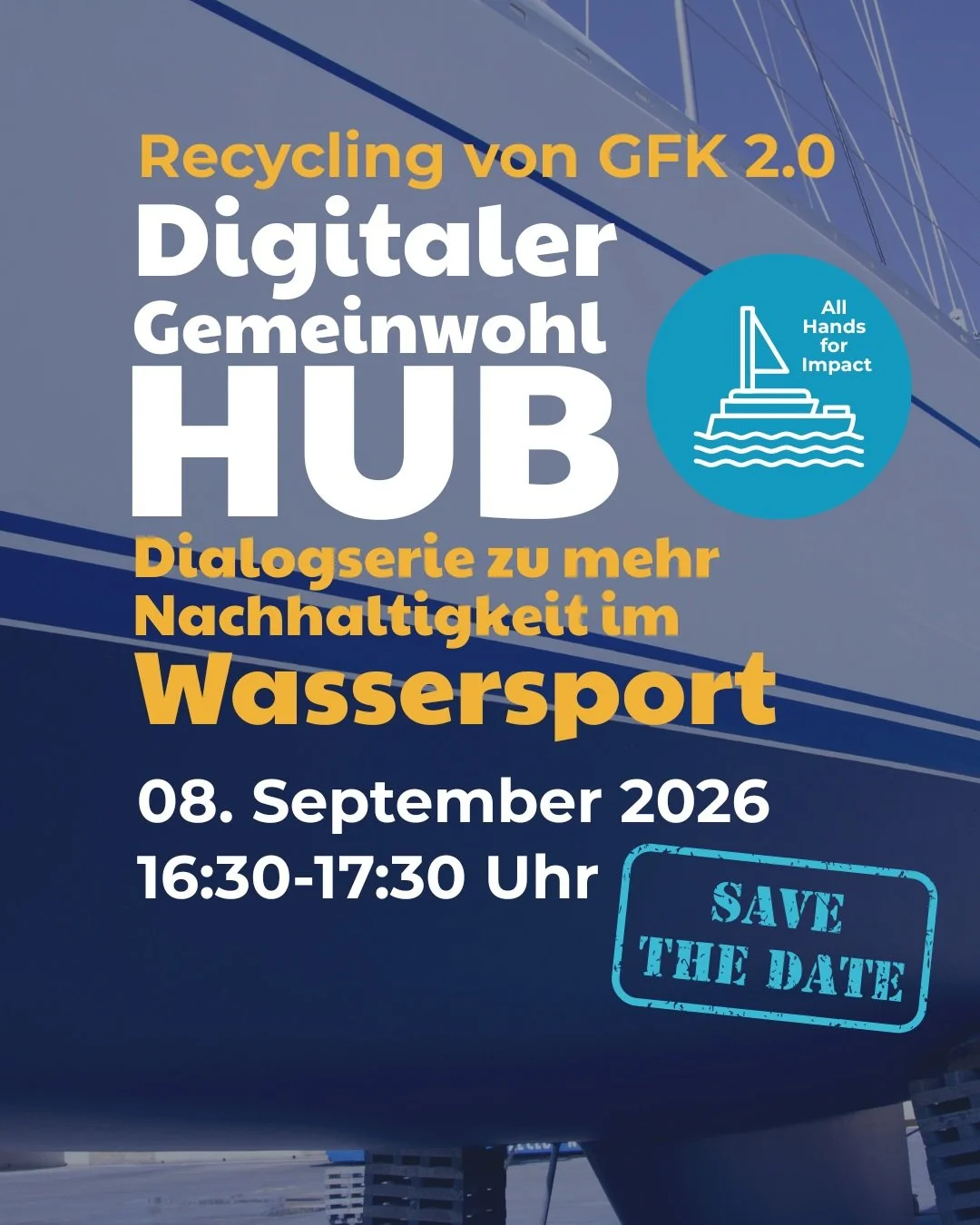 Recycling von GFK 2.0: Gemeinsam L&ouml;sungen f&uuml;r ausgediente Boote entwickeln.

Die erste Ausgabe unseres Gemeinwohl HUBs &bdquo;All Hands for Impact&ldquo; hat gezeigt: Das Interesse an nachhaltigen End-of-Life-L&ouml;sungen f&uuml;r Boote is