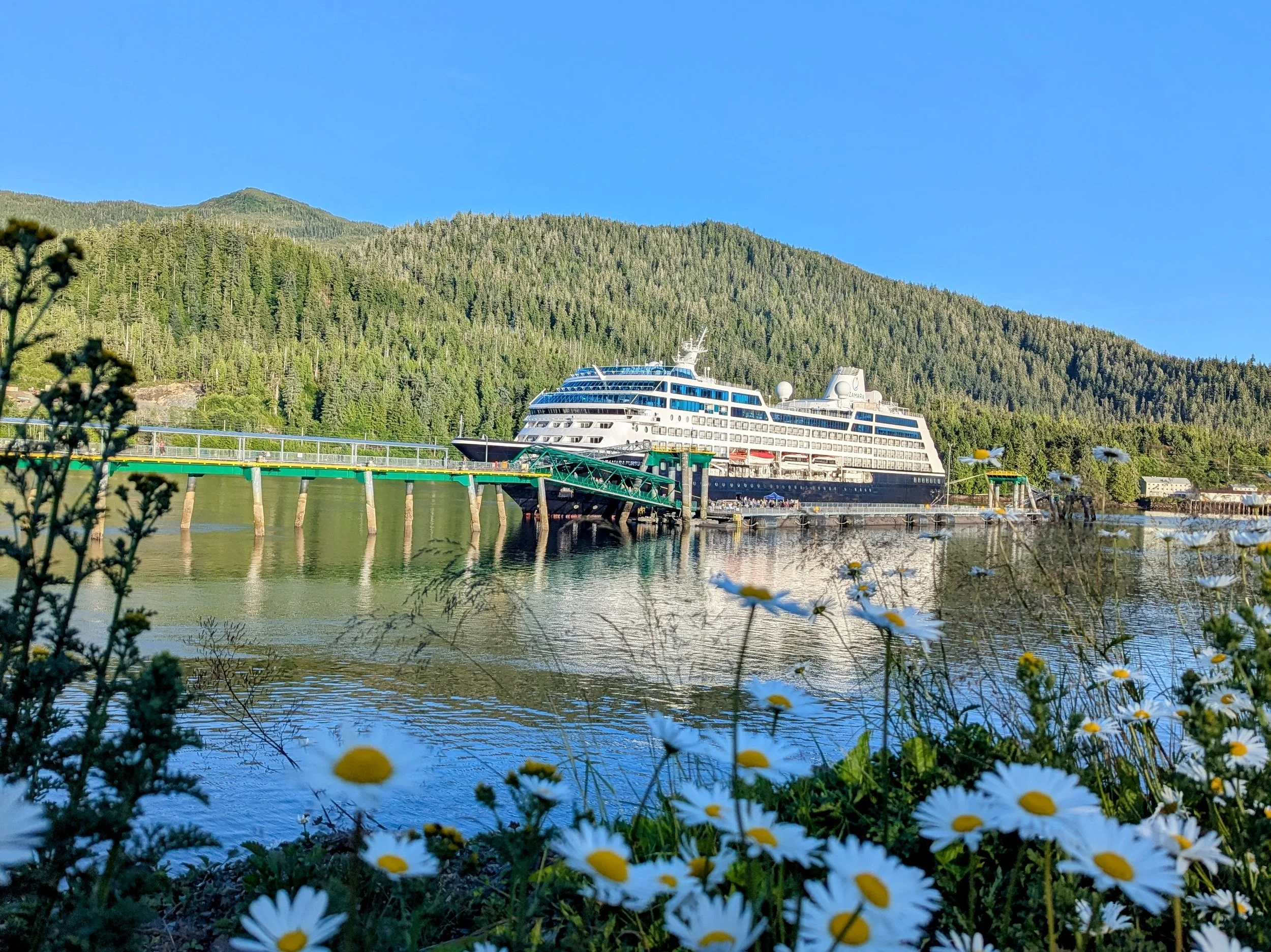 Azamara Pursuit docked in Ward Cove in Ketchikan