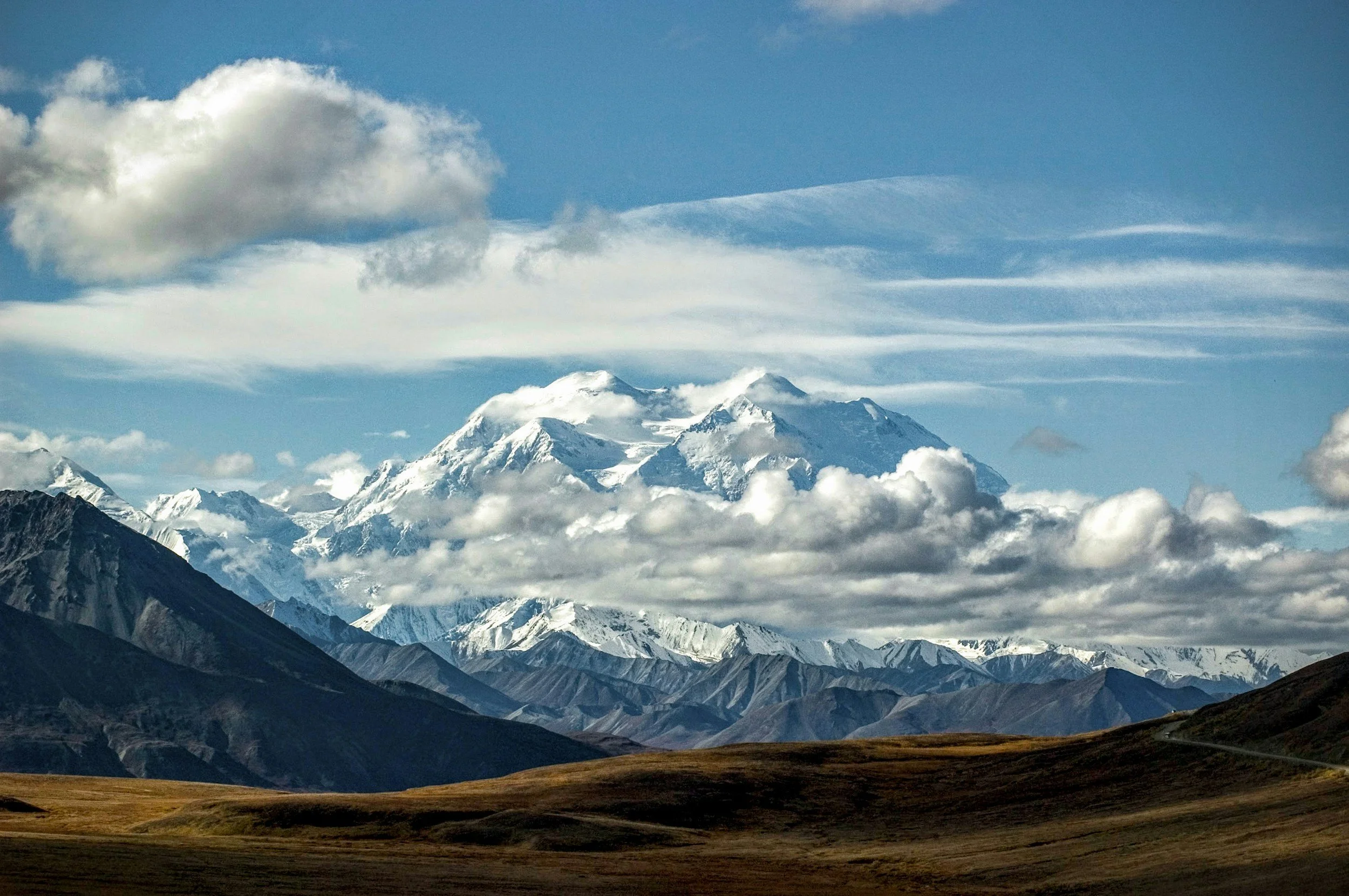 Denali National Park mountain peak rising above Alaska wilderness tundra