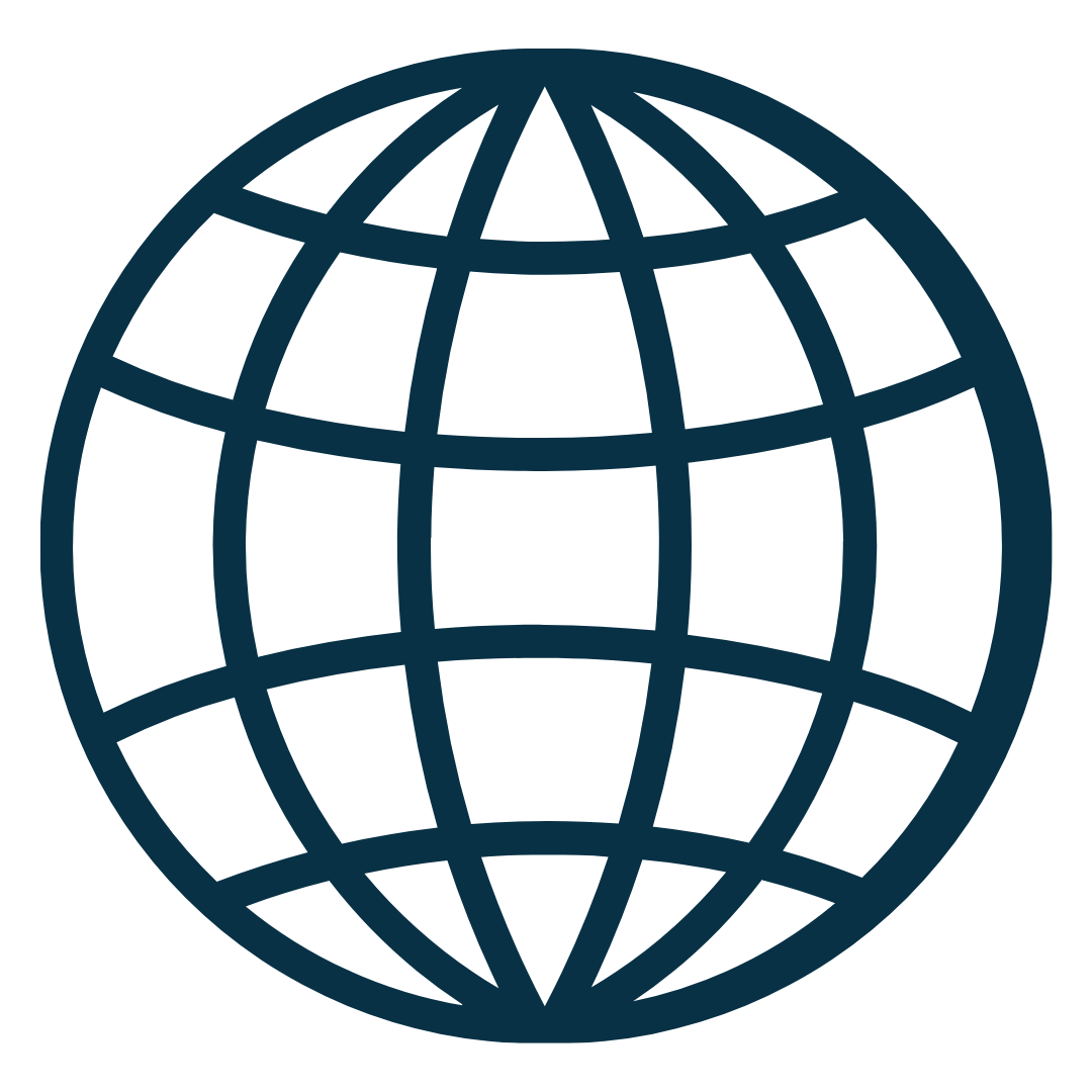 Navy blue world wide web symbol representing membership communities