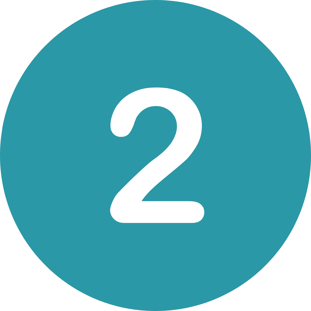 Dark teal circle with the number two