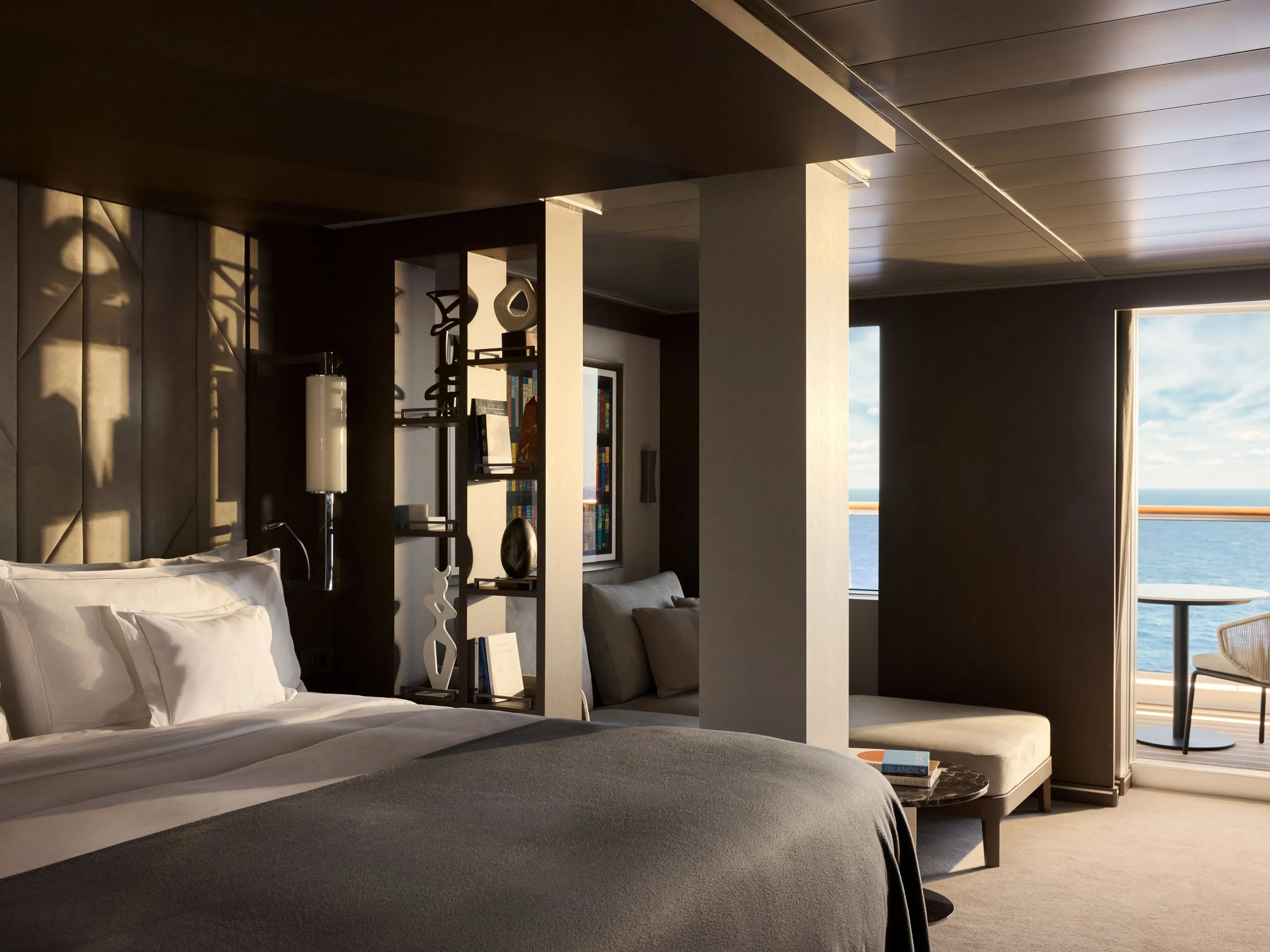 Explora Journeys ocean-front suite private terrace with open sea views