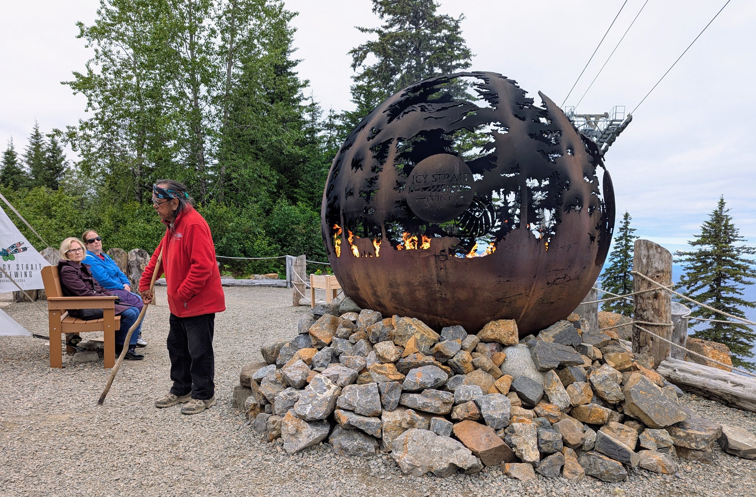 A native storyteller at Jeet's Fire Globe Ceremony in Icy Straight Point