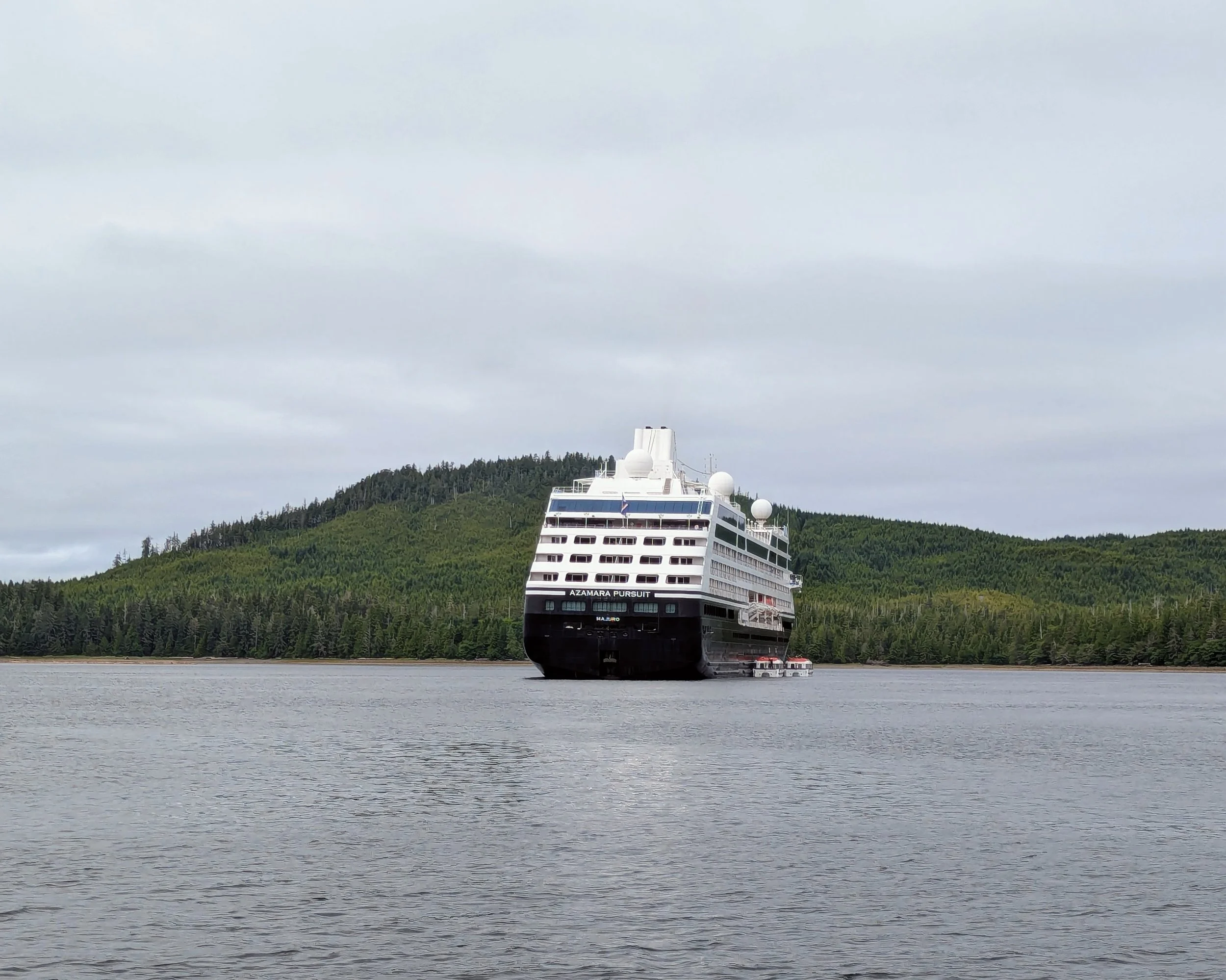 Azamara Pursuit cruise ship sailing through Alaska Inside Passage waters