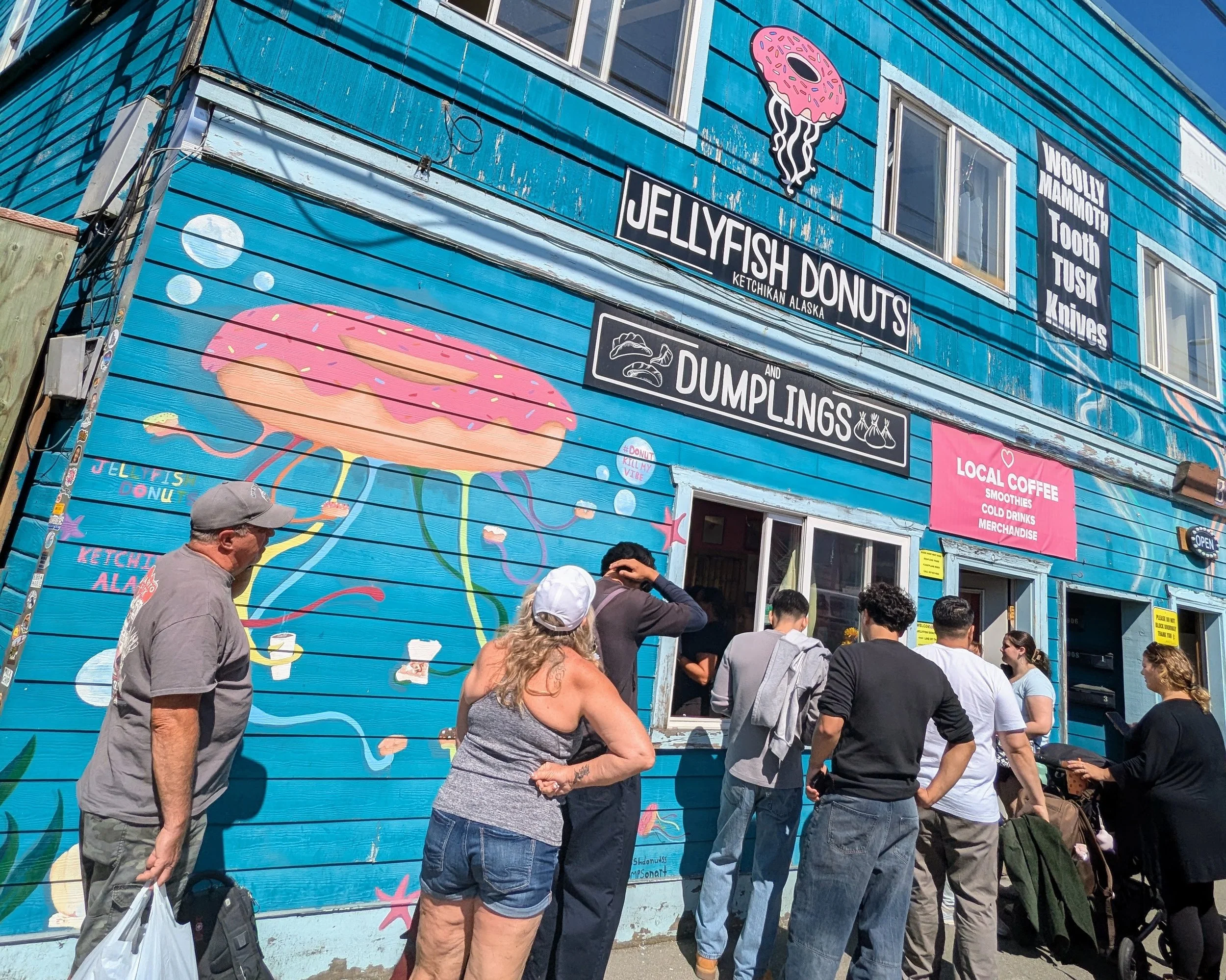 The line in front of Jellyfish Donuts in Ketchikan Alaska