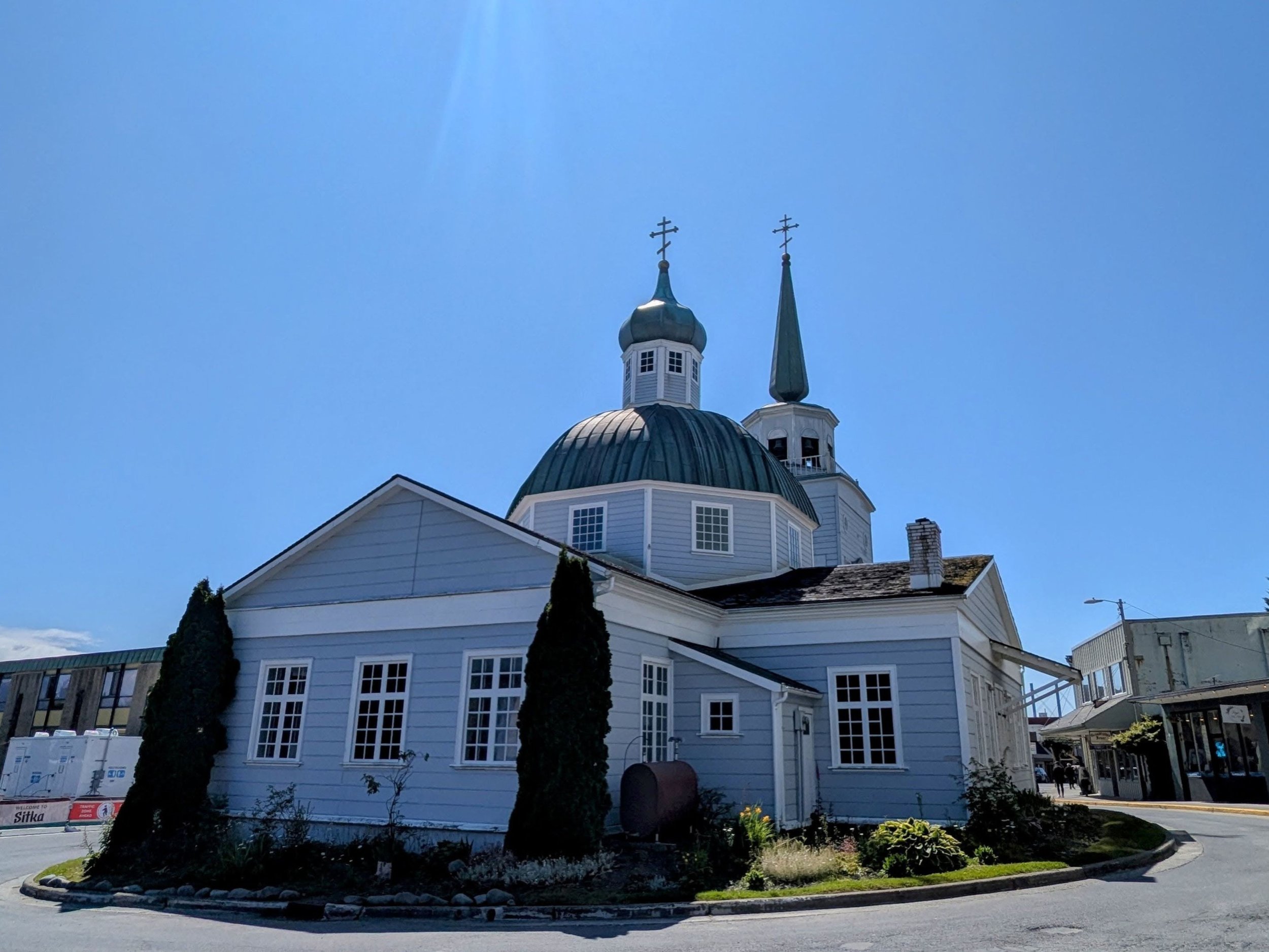 St. Michael's Russian Orthodox Cathedral with its distinctive onion dome in downtown Sitka, Alaska