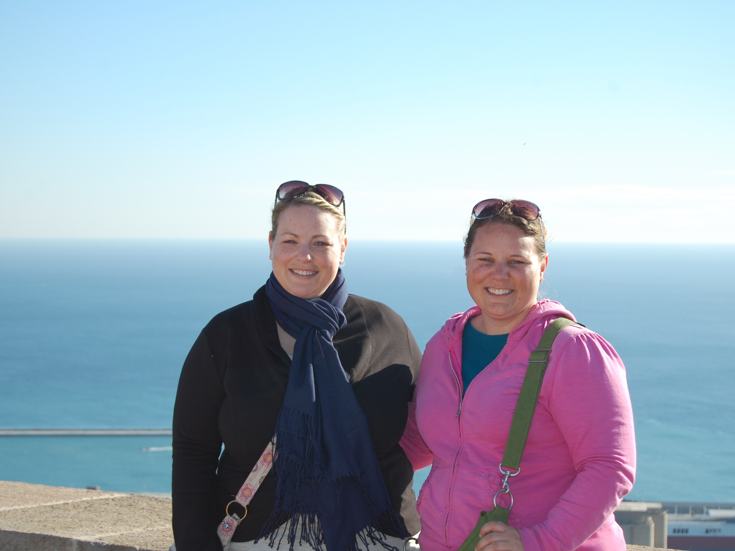 Sisters exploring Mediterranean port in winter on Celebrity Cruises sailing.