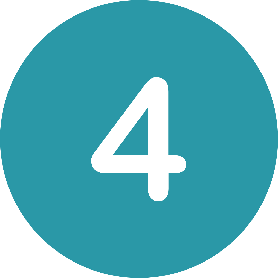 Dark teal circle with the number four