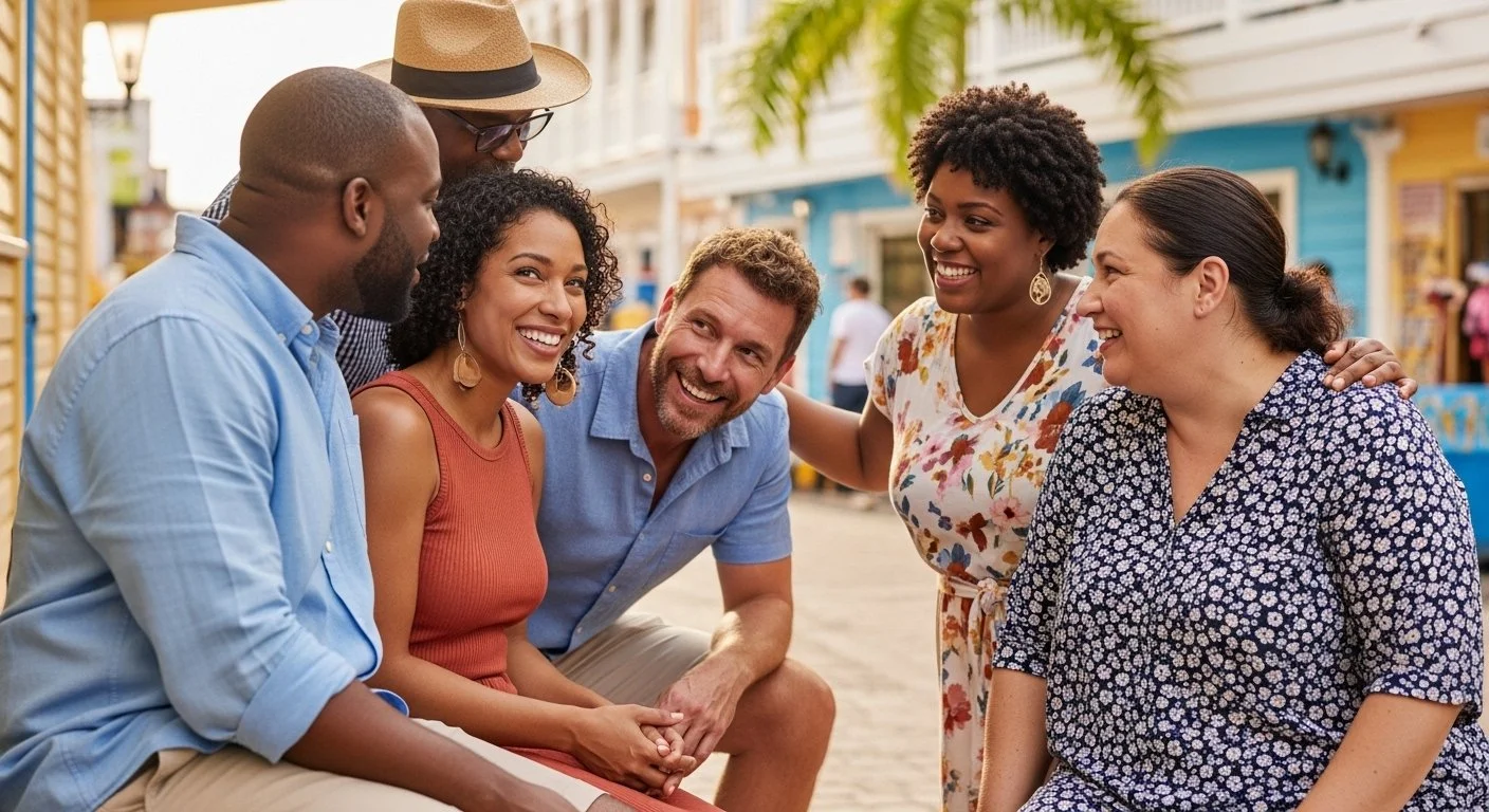 A group of professionals genuinely connecting during a retreat — the kind of relationship-building that changes trajectories and lasts long after everyone goes home.