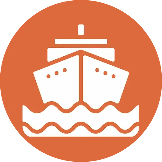 Cruise Ship in Orange Circle
