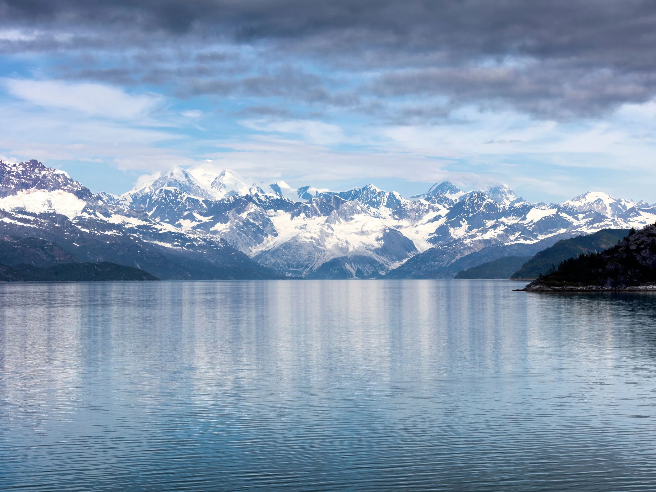 A view of Glacier Bay National Park from the water