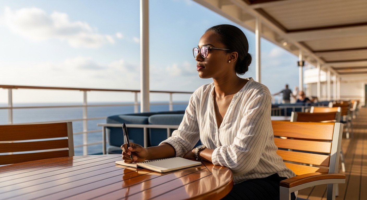 A professional in a retreat setting, reflecting and thinking strategically — representing the kind of intentional investment a well-planned group retreat represents.