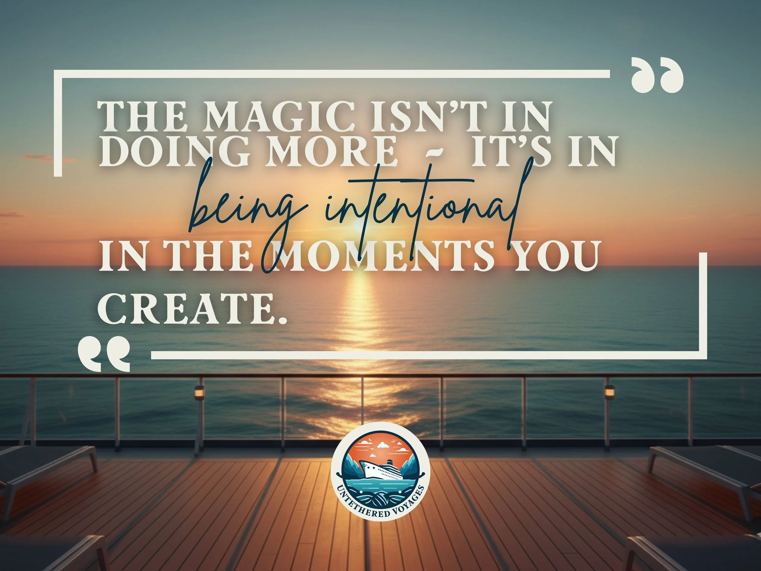 Quote about intentional event planning for cruise retreats from Untethered Voyages
