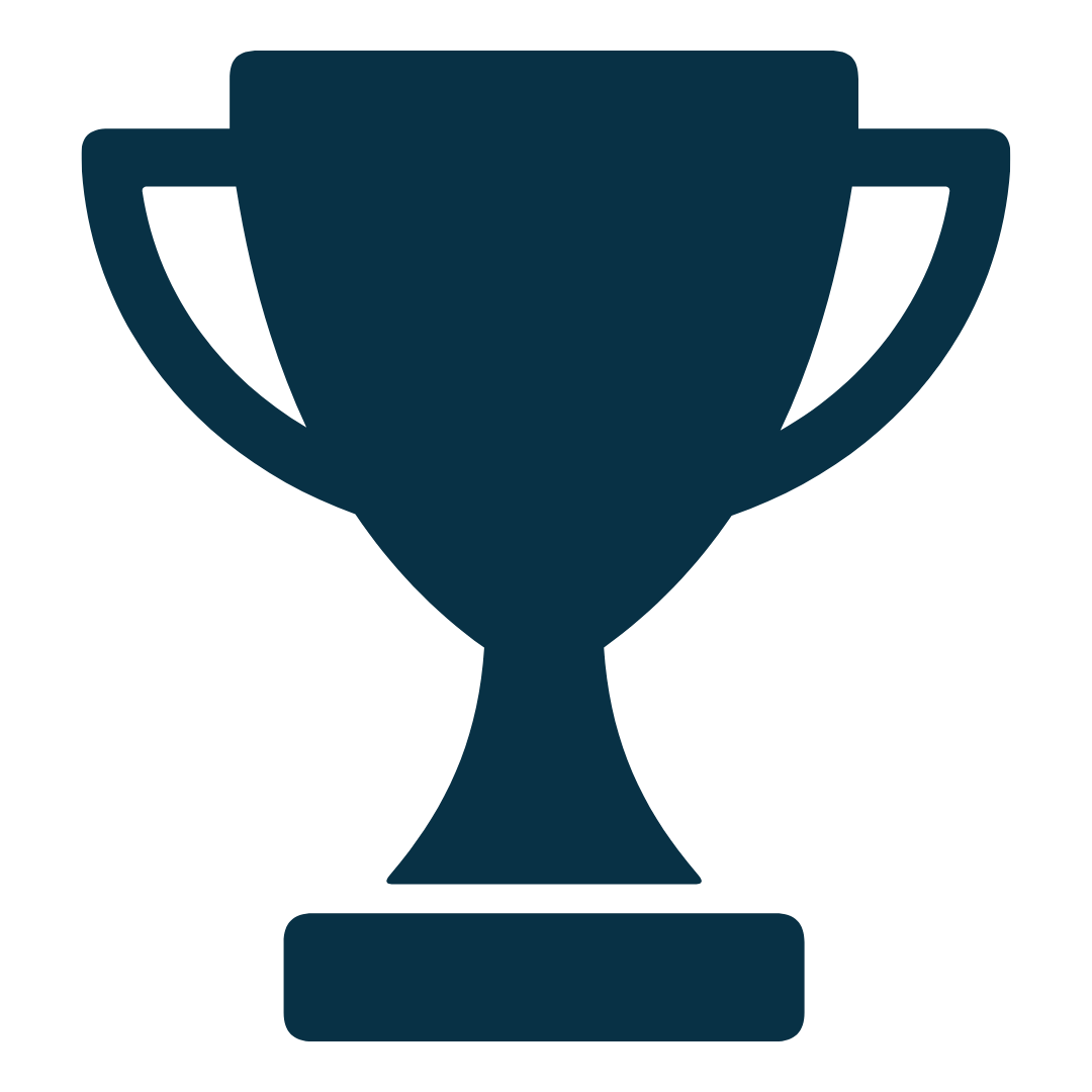 Navy blue trophy icon representing incentive trips & performance rewards