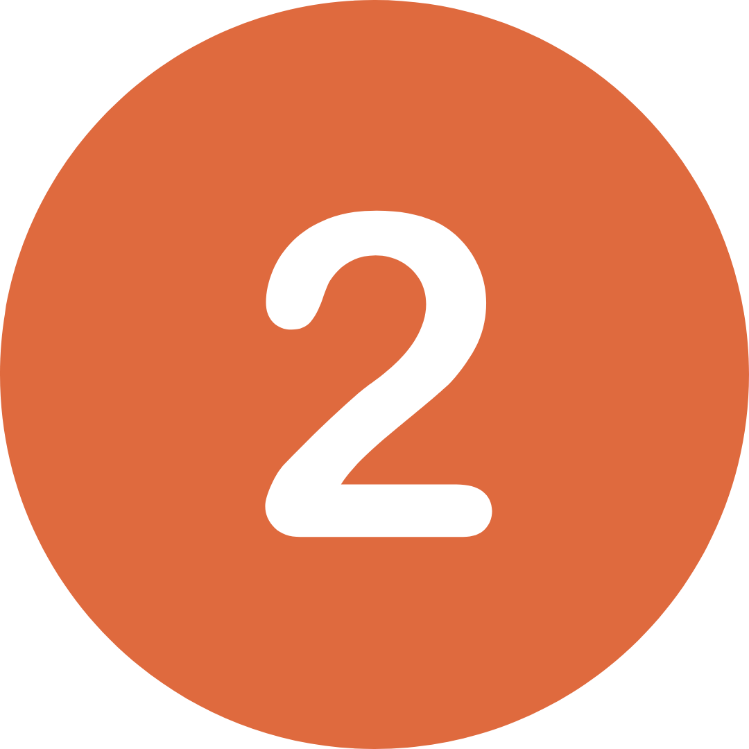 Orange circle with the number two
