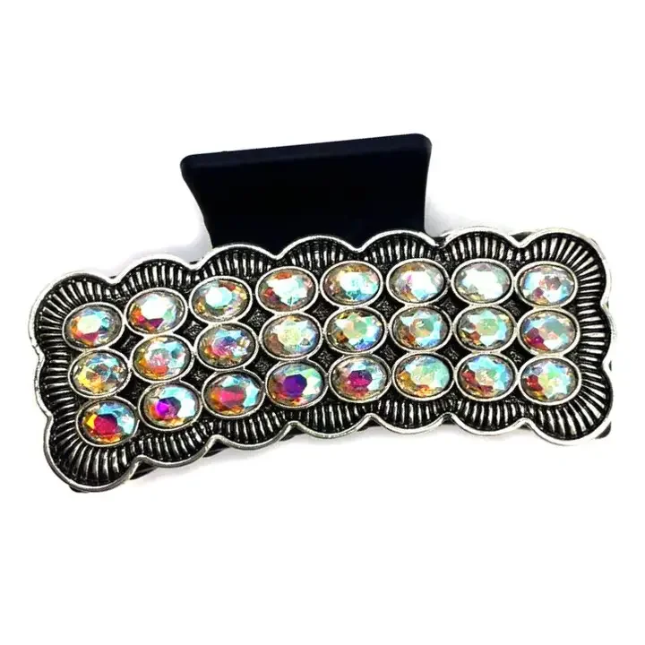 Western Crystal Stone Metal Plate Hair Claw