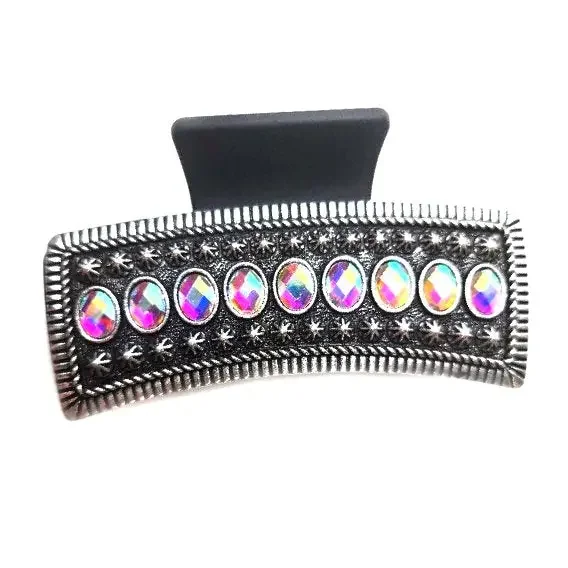 Western Crystal Stone Metal Plate Hair Claw